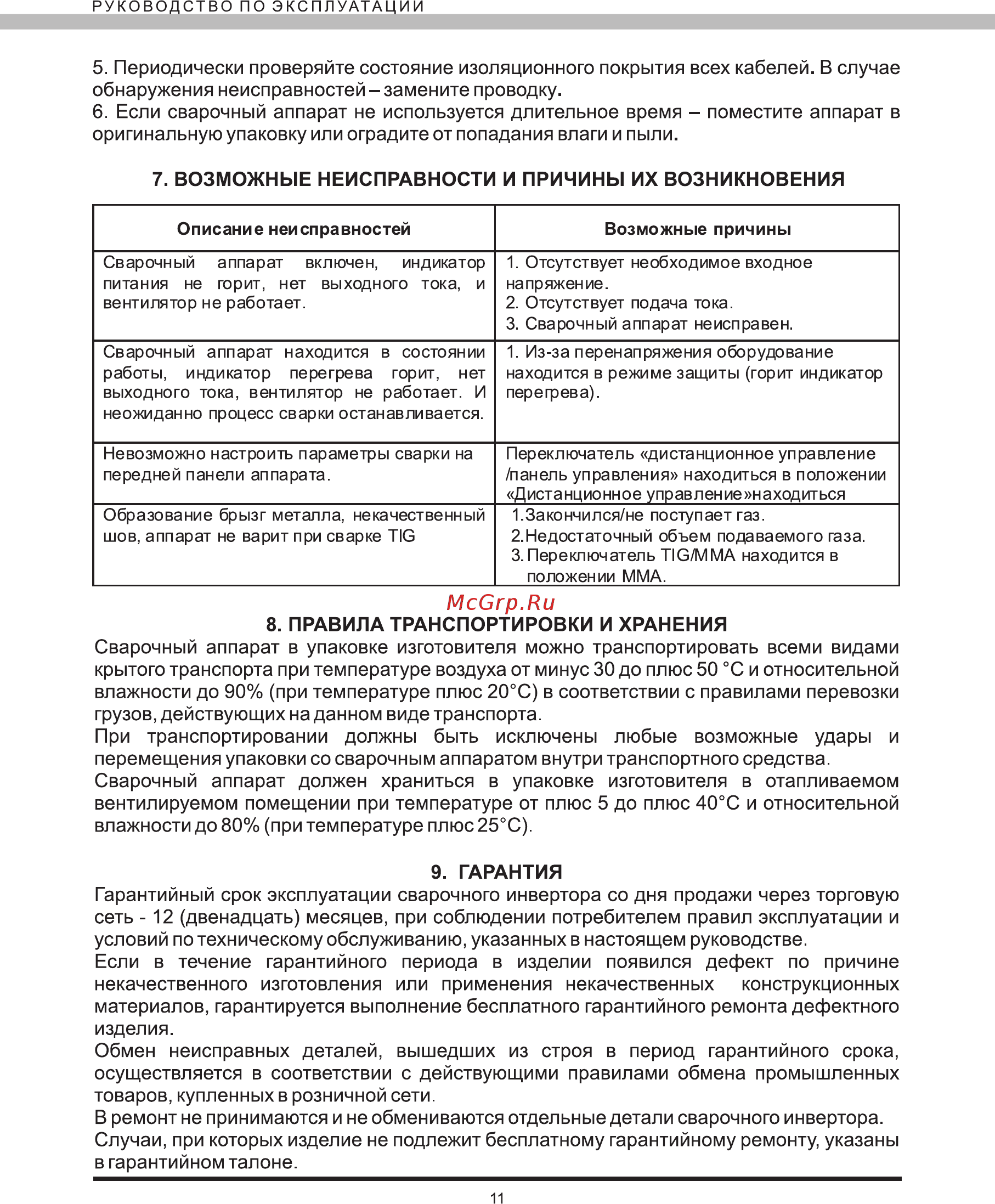 Elitech АИС 500Т Инструкция по эксплуатации онлайн [11/12] 269493