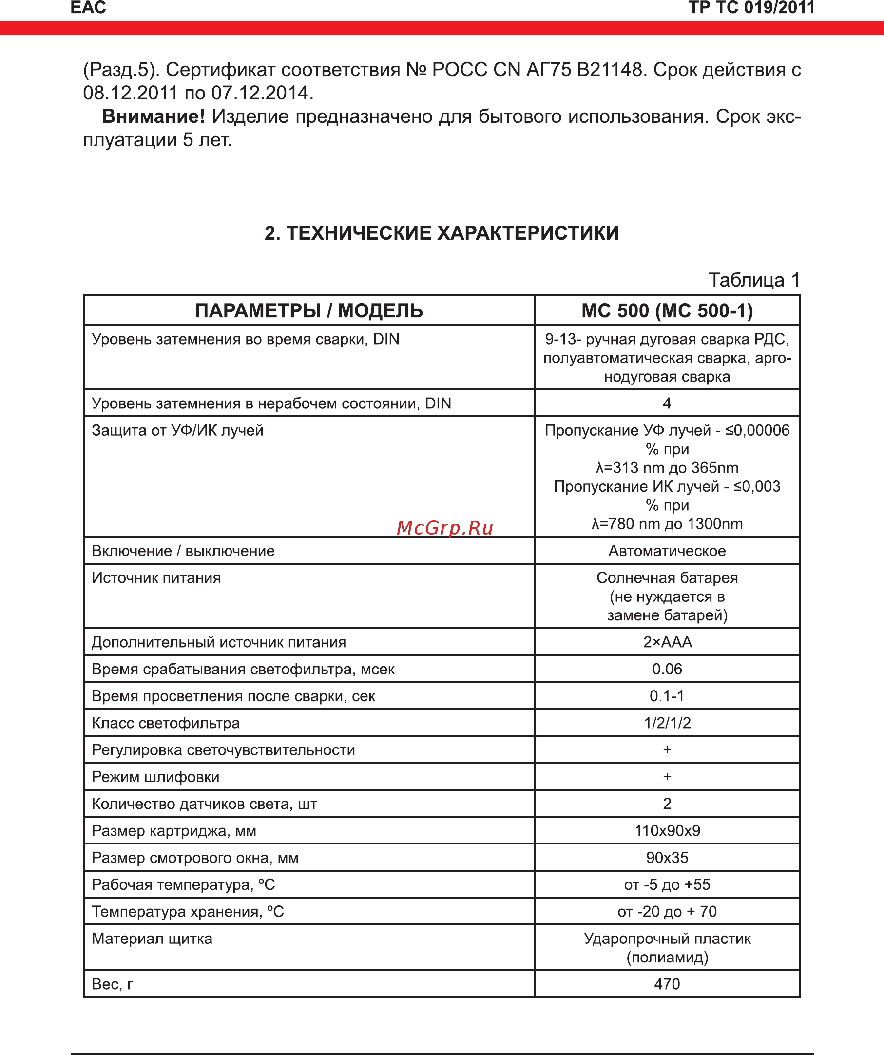Elitech МС 500-1 [5/16] Разд сертификат соответствия росс си аг75 в21148 срок действия с 08 2 011 по 07 2 014