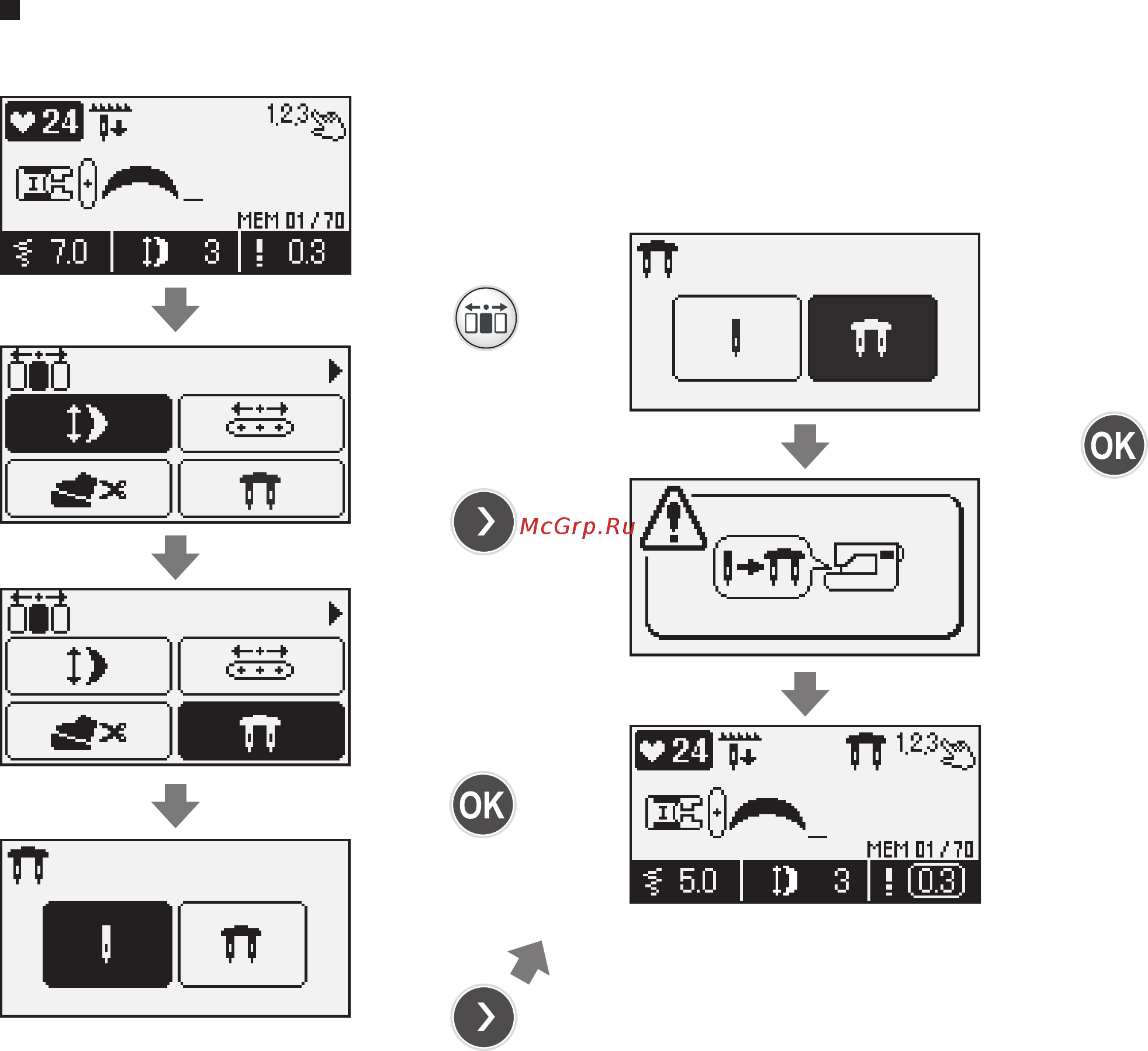 Juki HZL F 600 [133/164] Setting of twin needle sewing nähen mit zwillingsnadel einstellen szycie igłą podwójną opcje установка двойной иглы