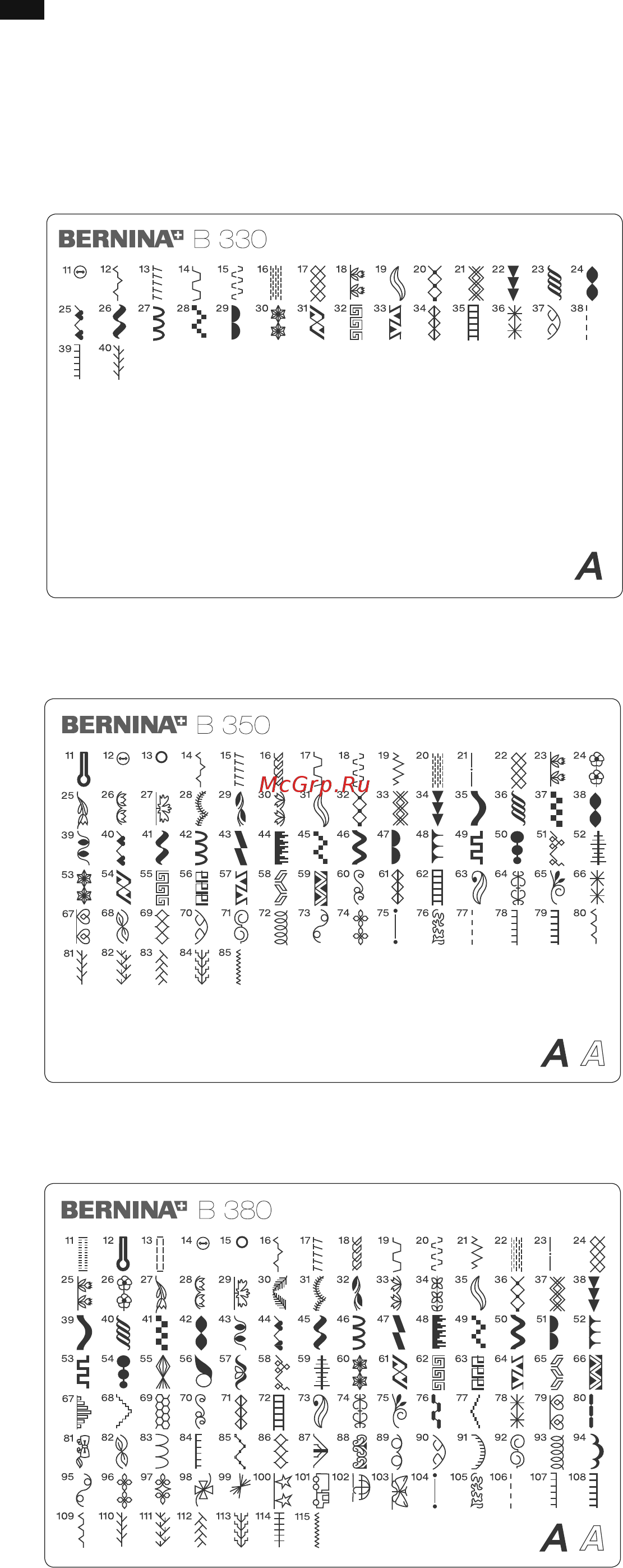 Bernina B 380 [46/52] Обзор образцов стежков