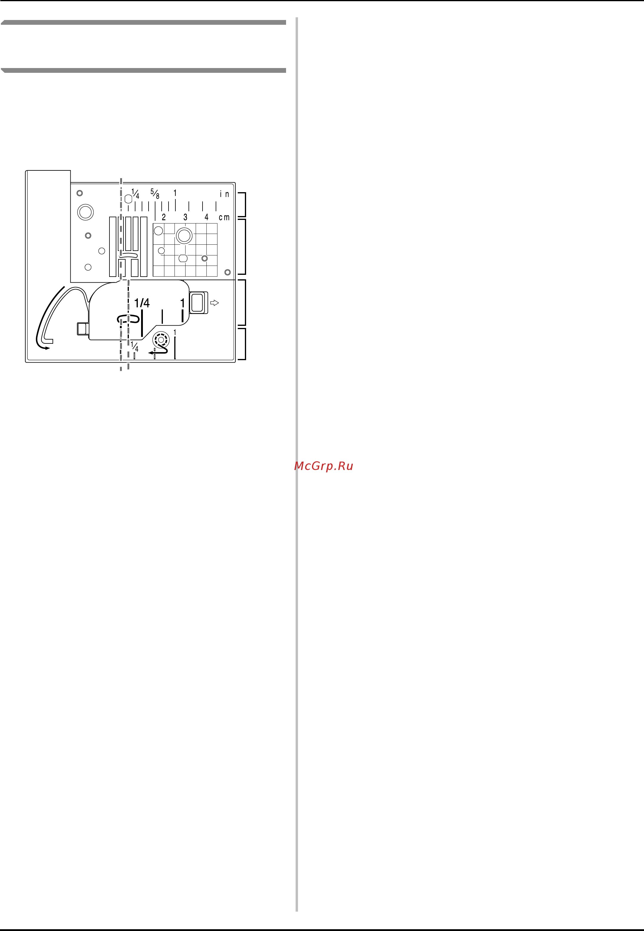 Brother INNOV-IS 5000 LAURA ASHLEY [12/0] Размеры на крышке челночного устройства являются опорными значениями для рисунков со средним центральным положением иглы размеры на игольной пластине и крышке игольной пластины являются опорными значениями для строчек с левым положением иглы