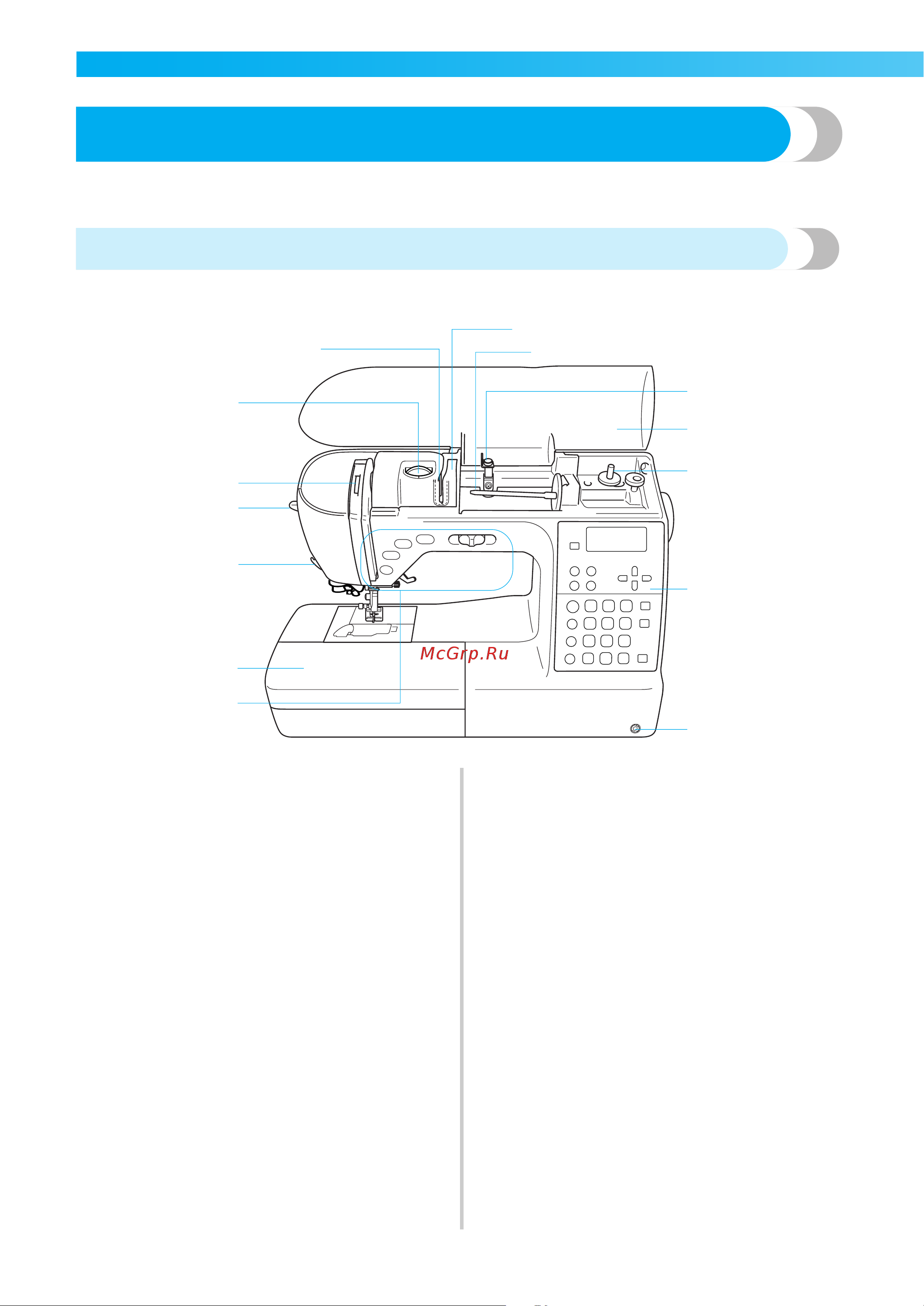 Brother NV400 [12/156] Узлы и детали машины и их функции
