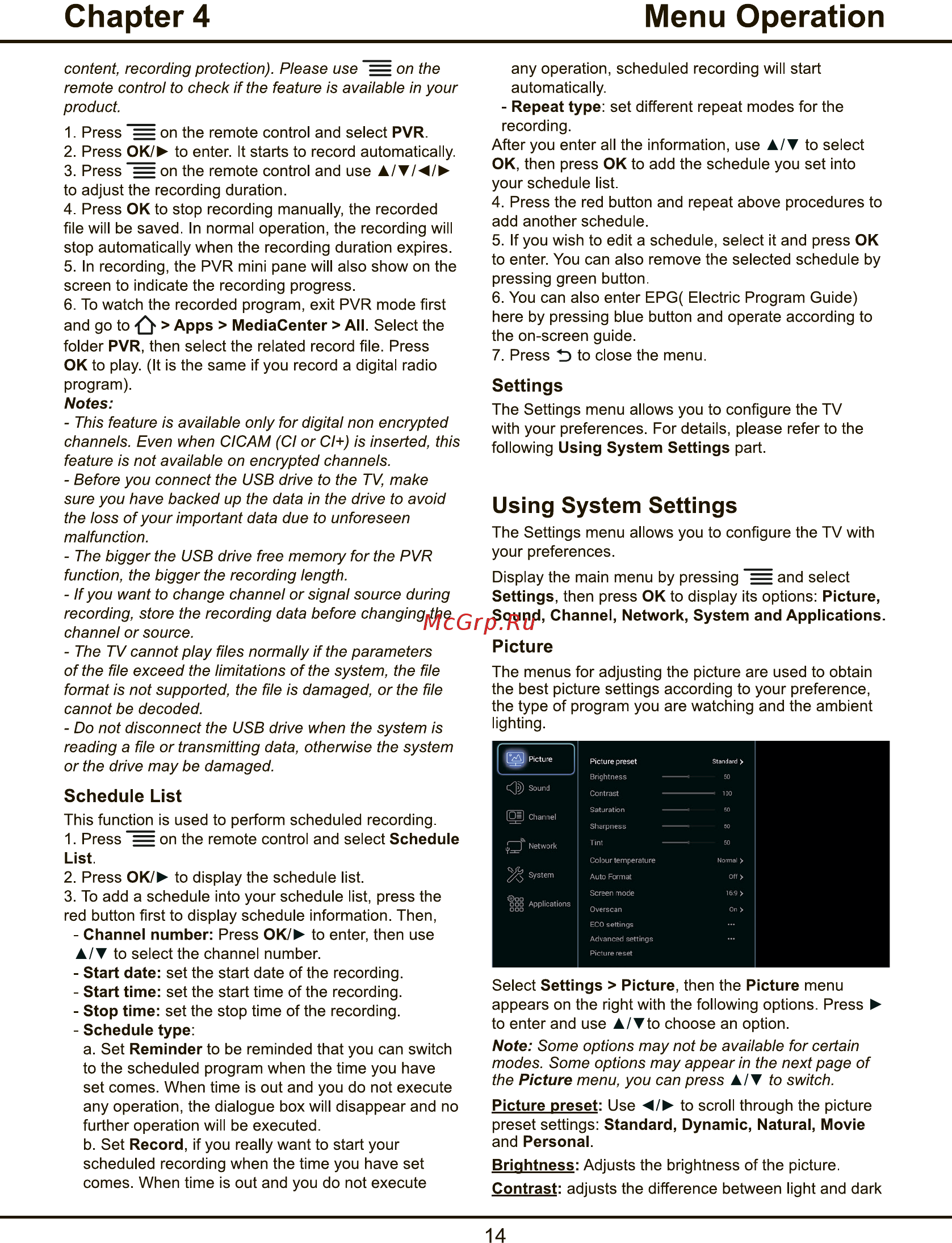Tcl L48P1FS [14/48] Chapter 4 menu operation