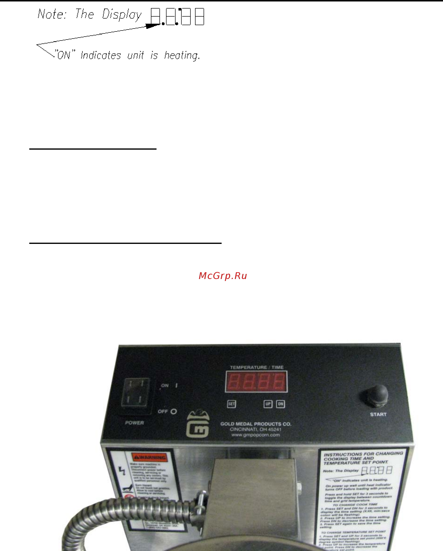 Gold Medal 5038EX [6/14] Instructions for changing cooking time and temperature set point