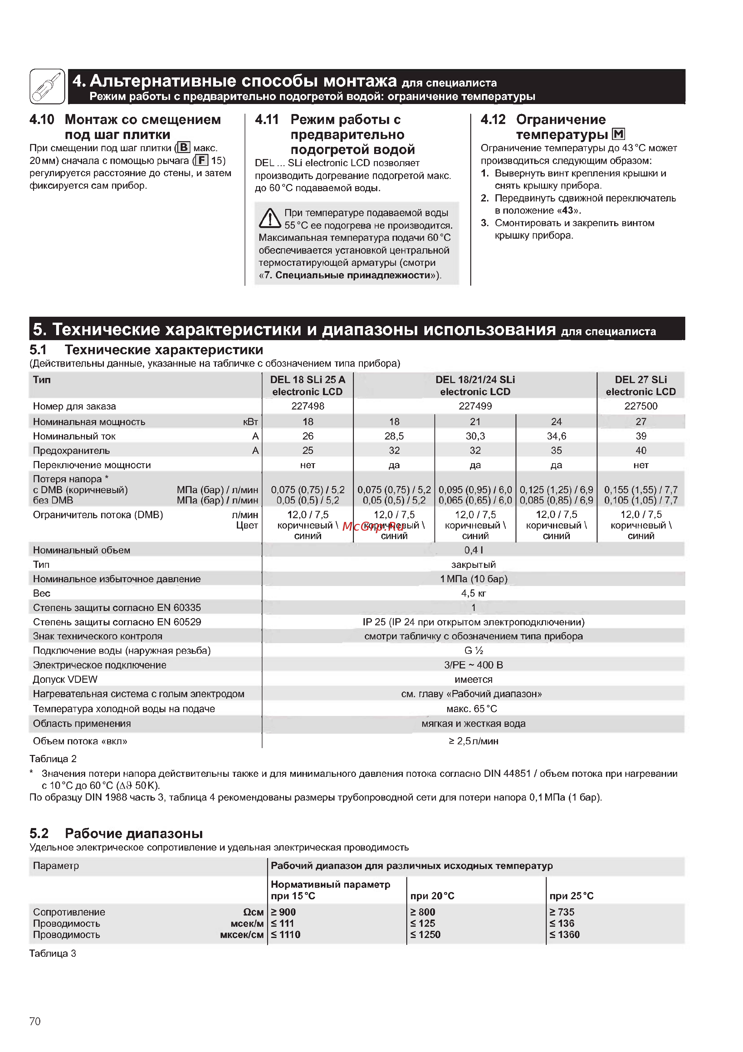 Stiebel Eltron DEL 18/21/24 Sli [10/12] Альтернативные способы монтажа