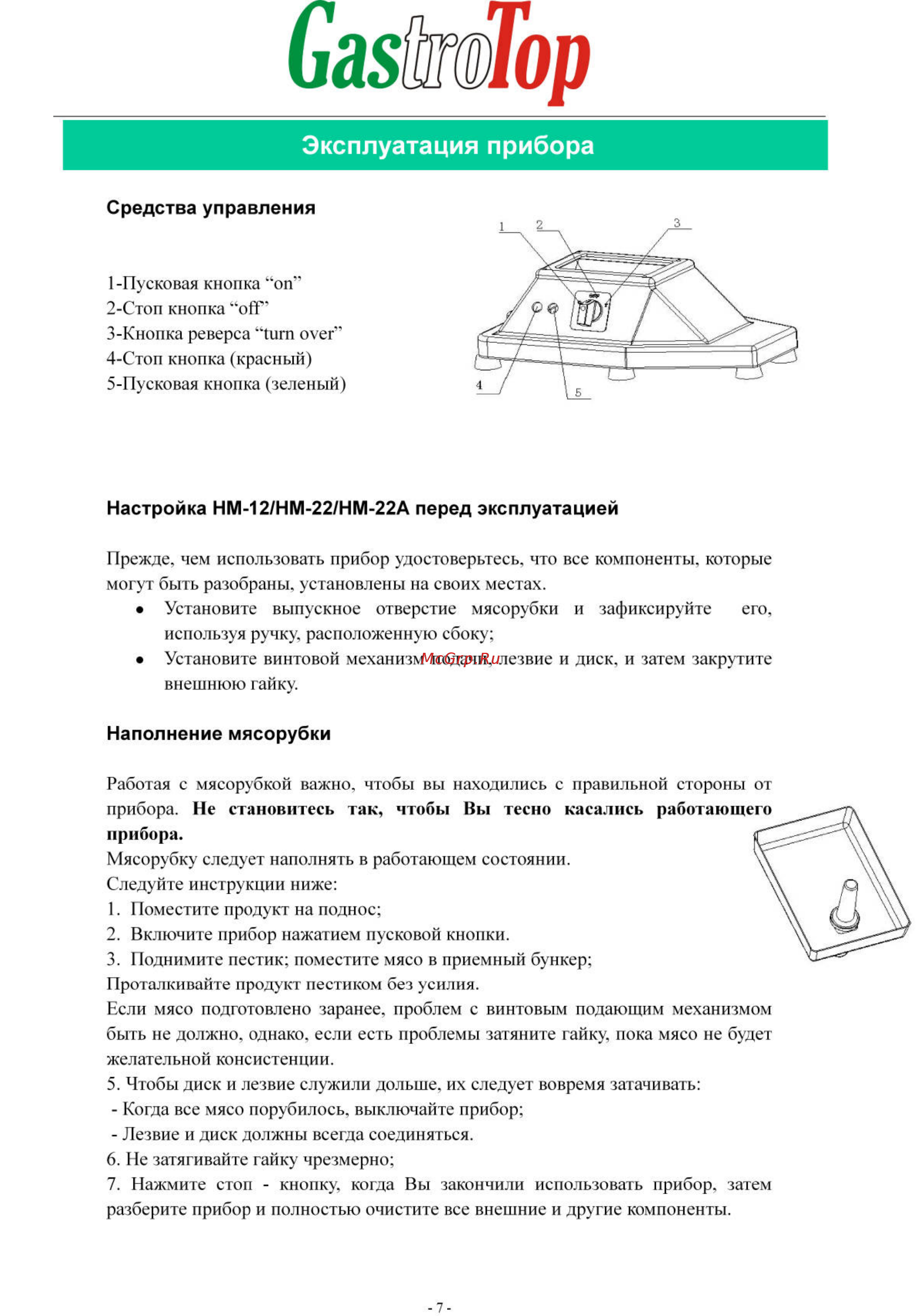 Gastrotop HM-22A (380В) Unger Инструкция по эксплуатации онлайн [7/10] 271746