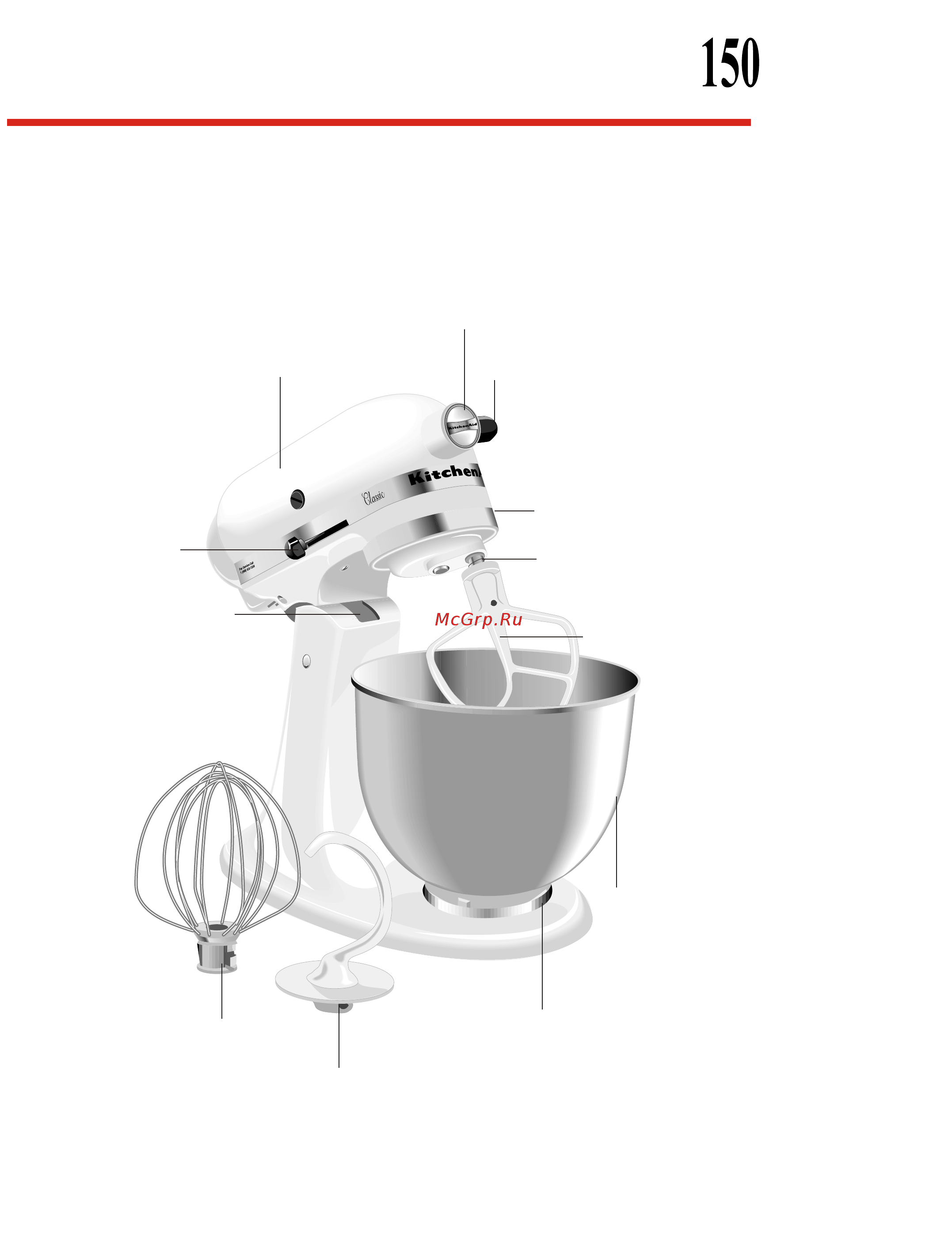 KitchenAid 5KPM5EER красный [4/12] Устройство миксеров 5к4588 5к8м150