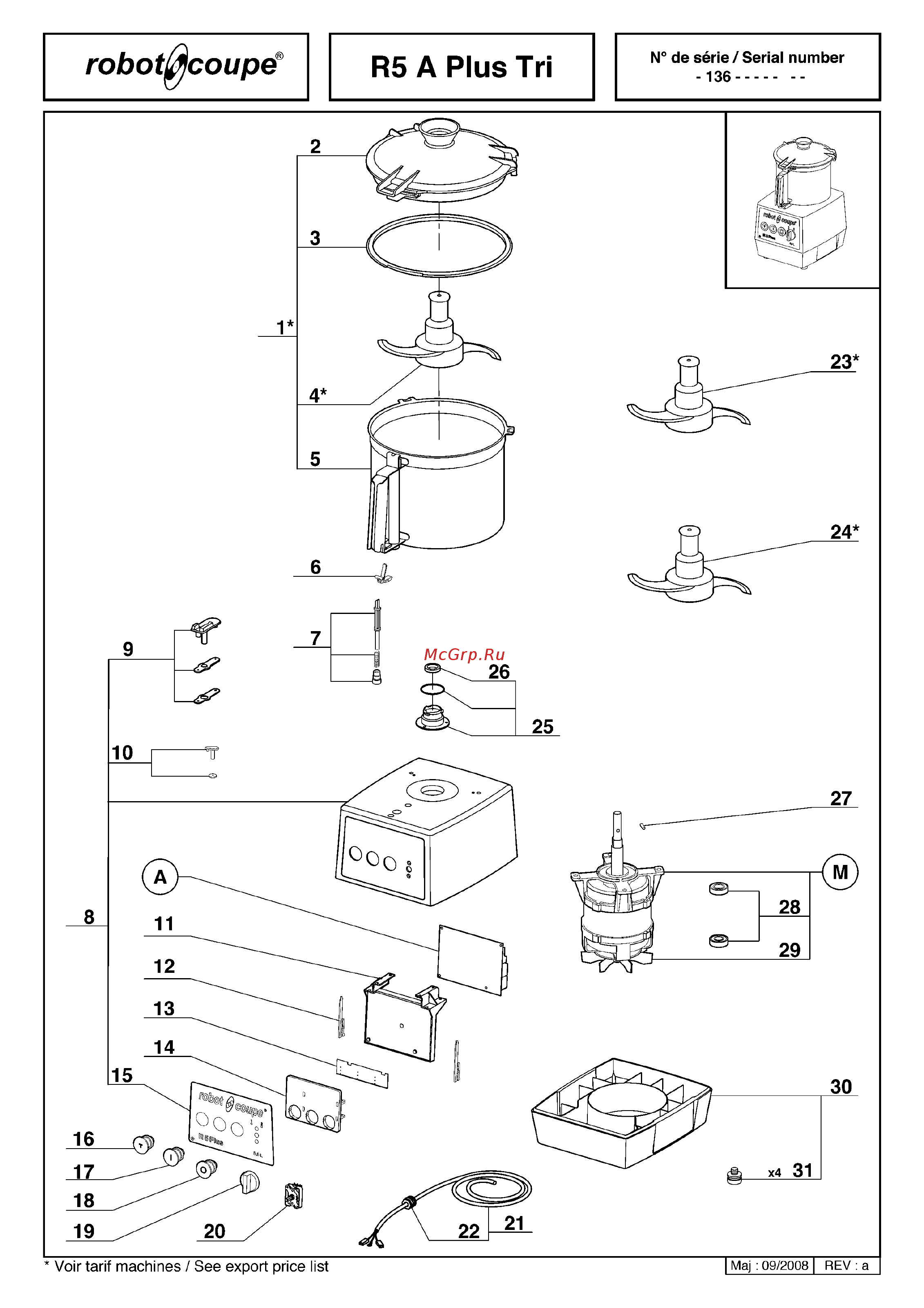 Robot Coupe R5 Plus 220В [11/29] R5 a plus tri