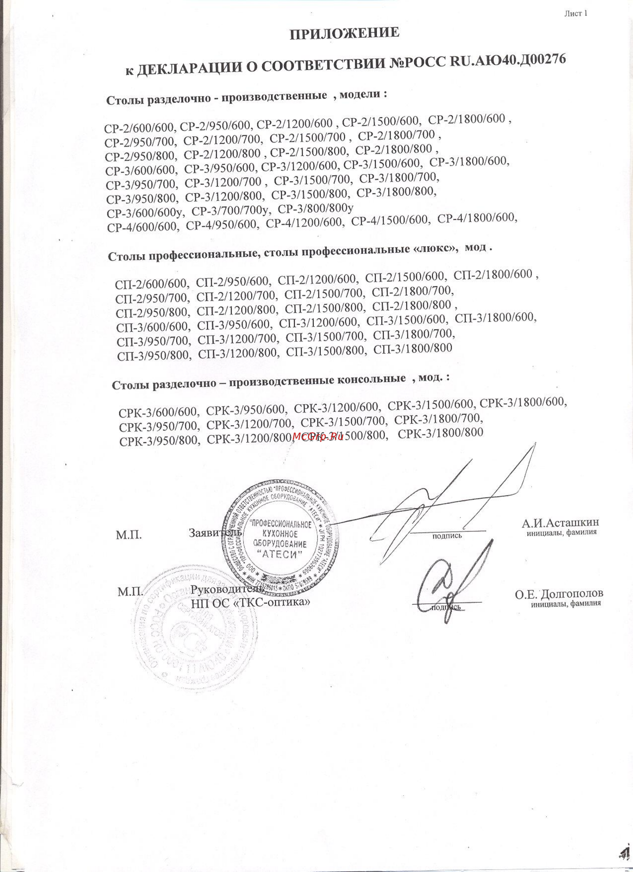 ATESY СР-2/950/600 [2/3] Приложение