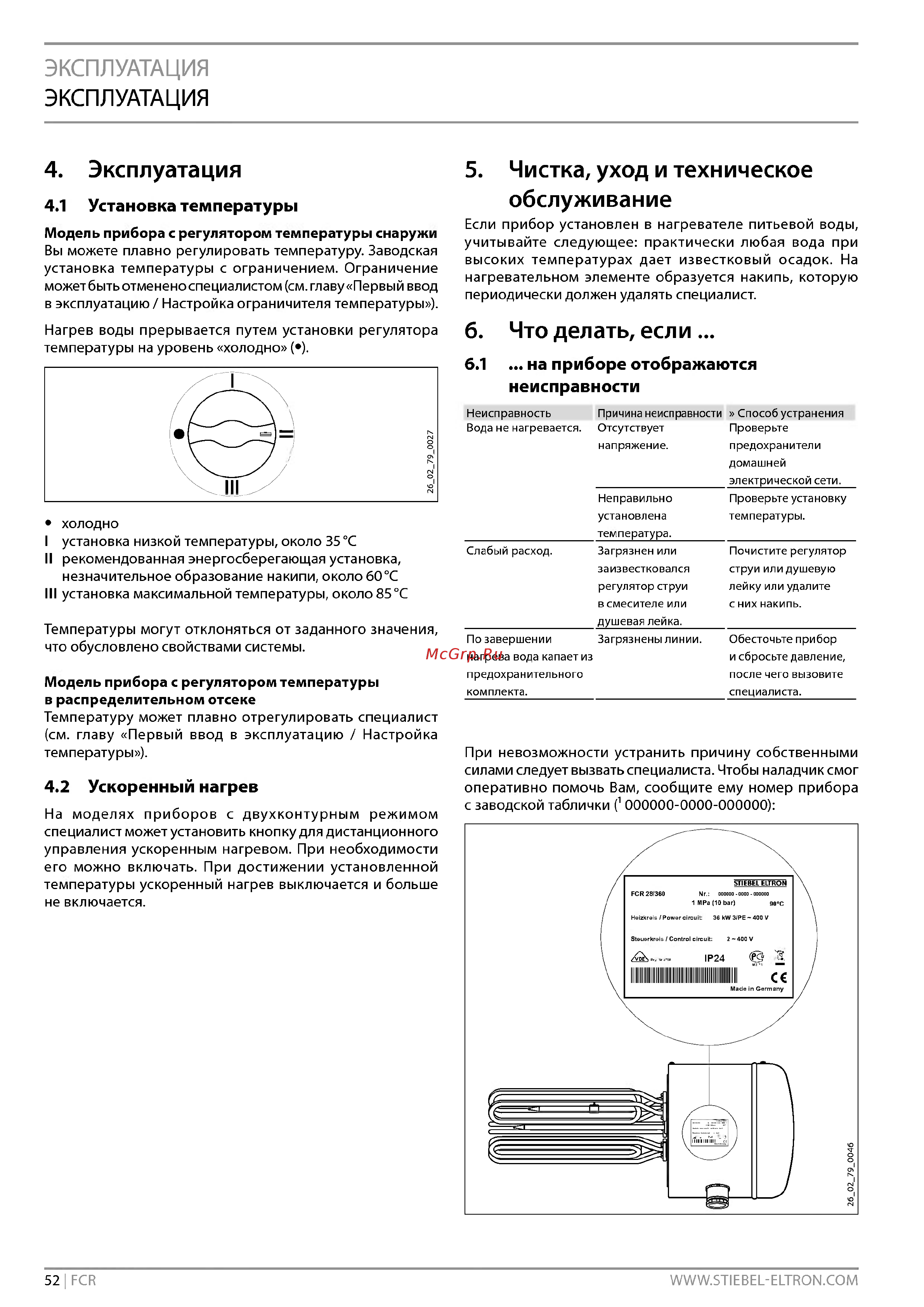 Stiebel Eltron FCR 28/360* [4/13] Чистка уход и техническое