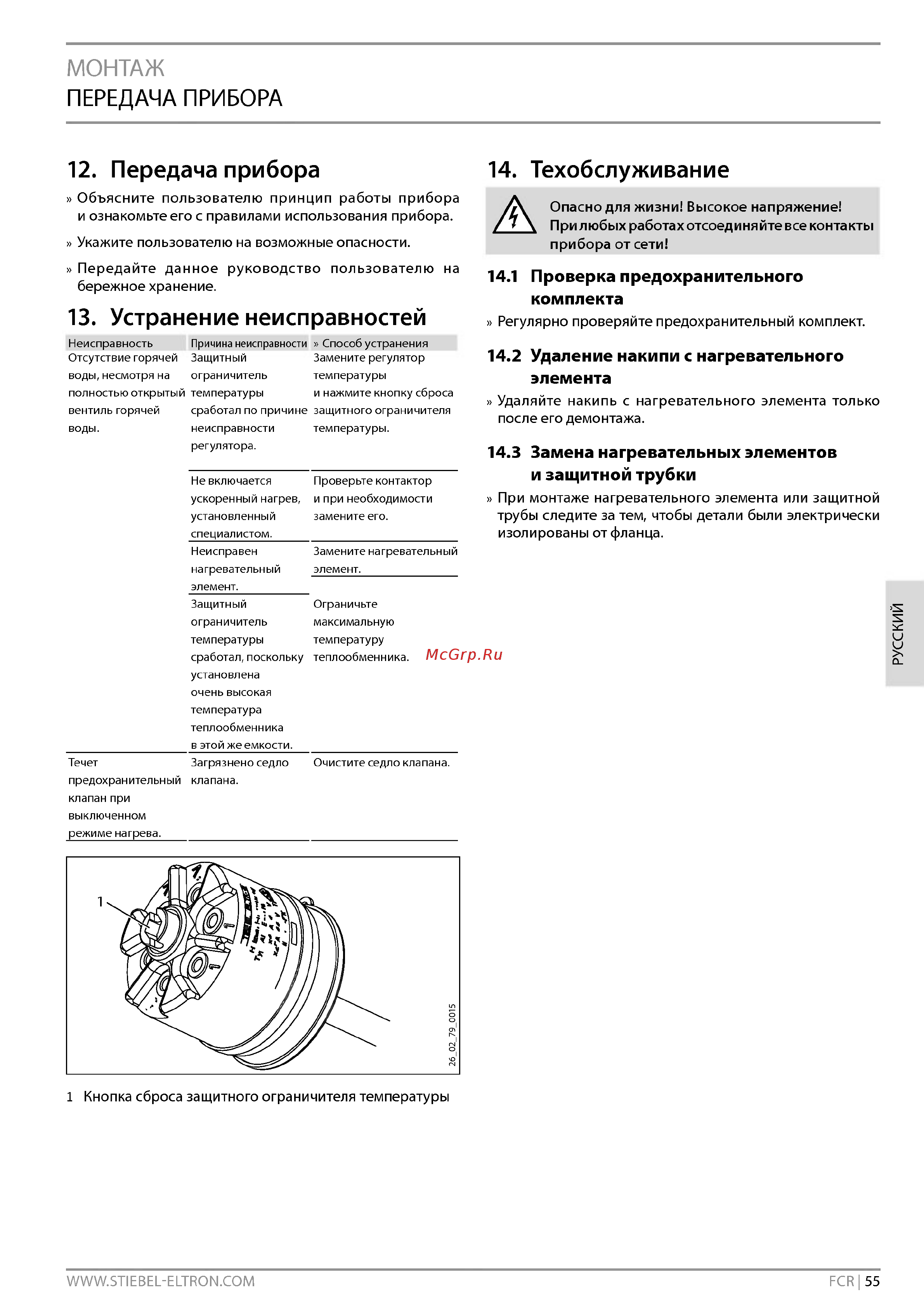Stiebel Eltron FCR 28/360* [7/13] Передача прибора