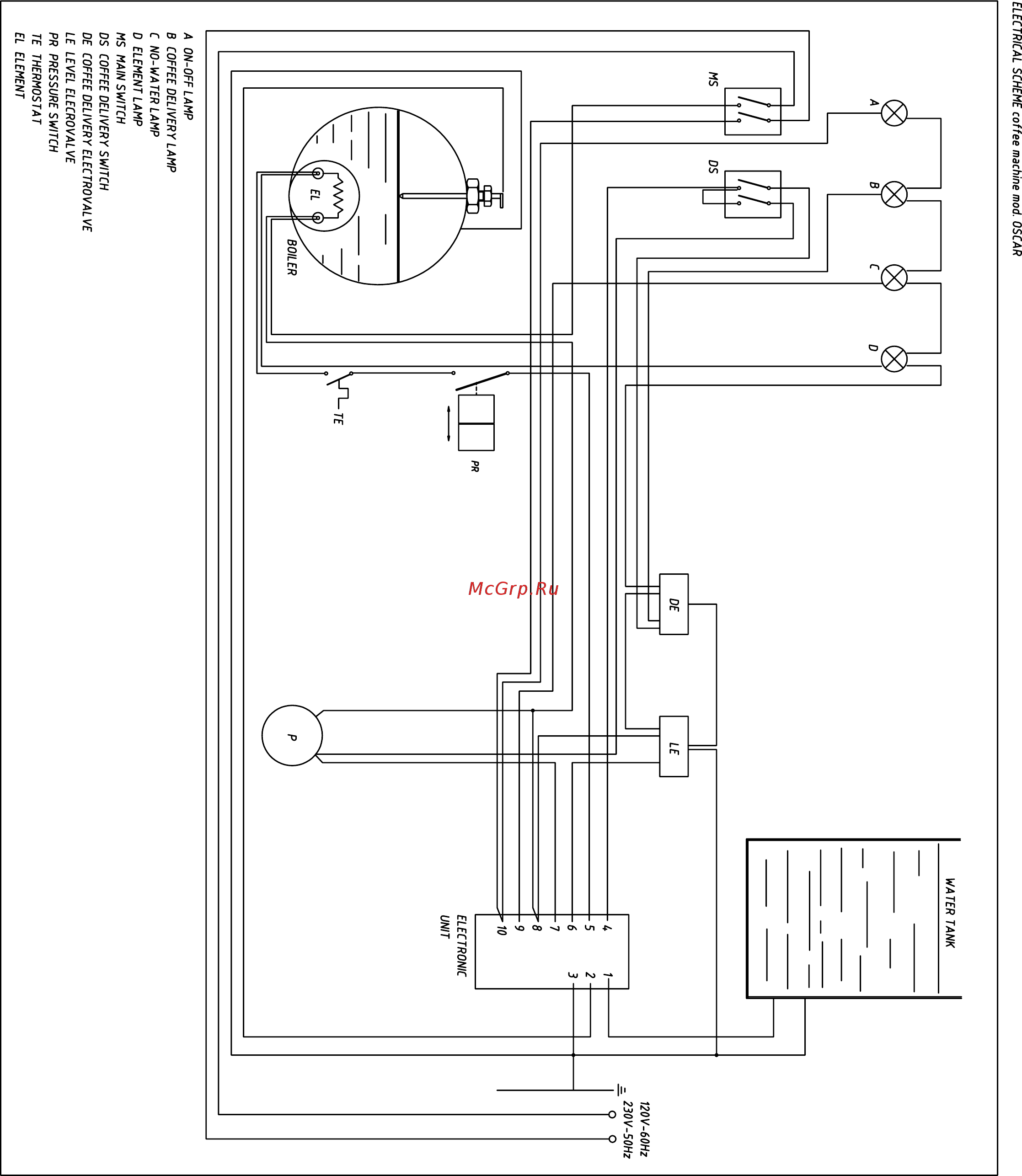 Nuova Simonelli Oscar 1G антрацит Электрическая схема онлайн