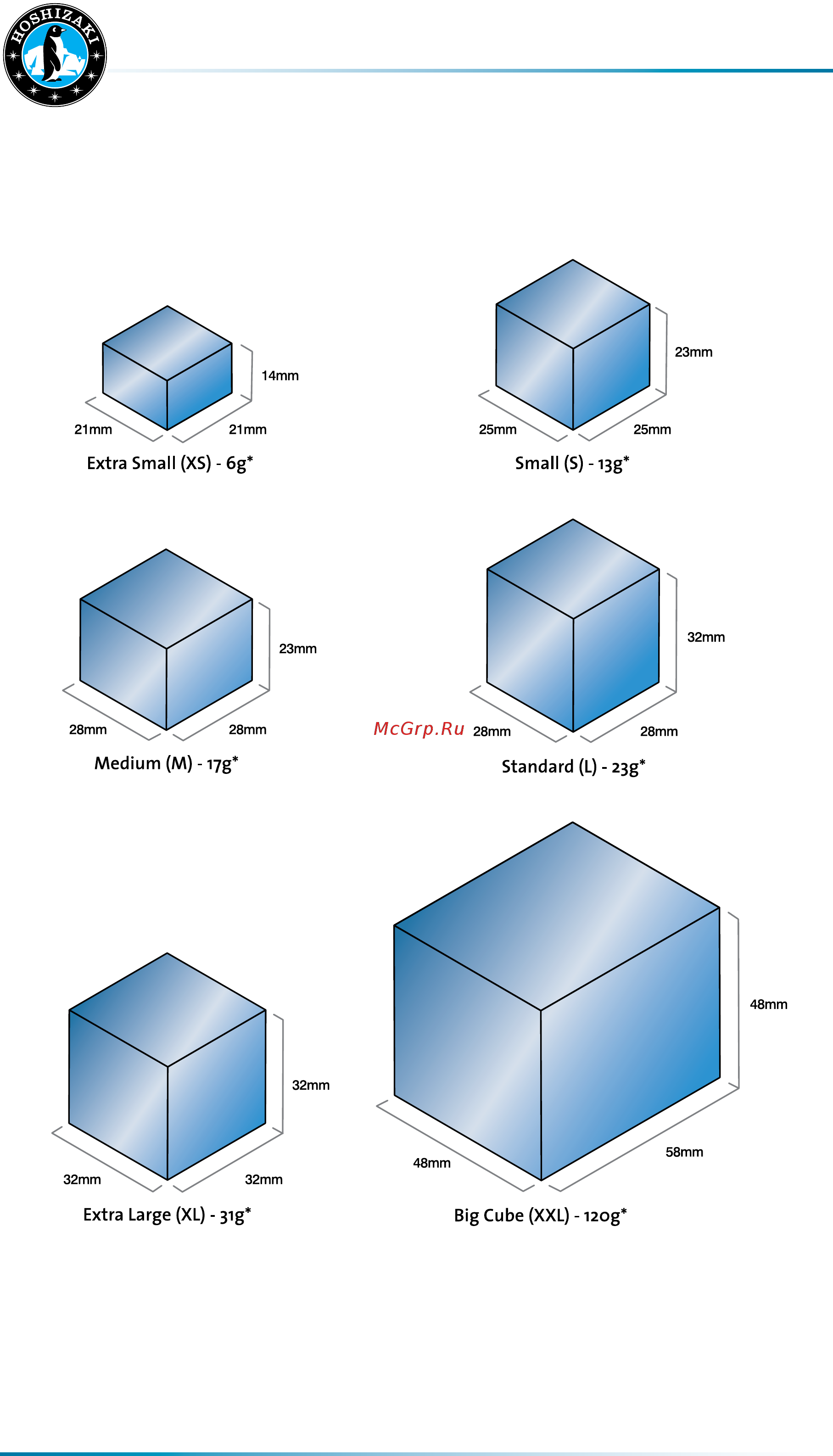 Hoshizaki FM-300AKE-N + B301SA [15/74] Ice sizes shapes