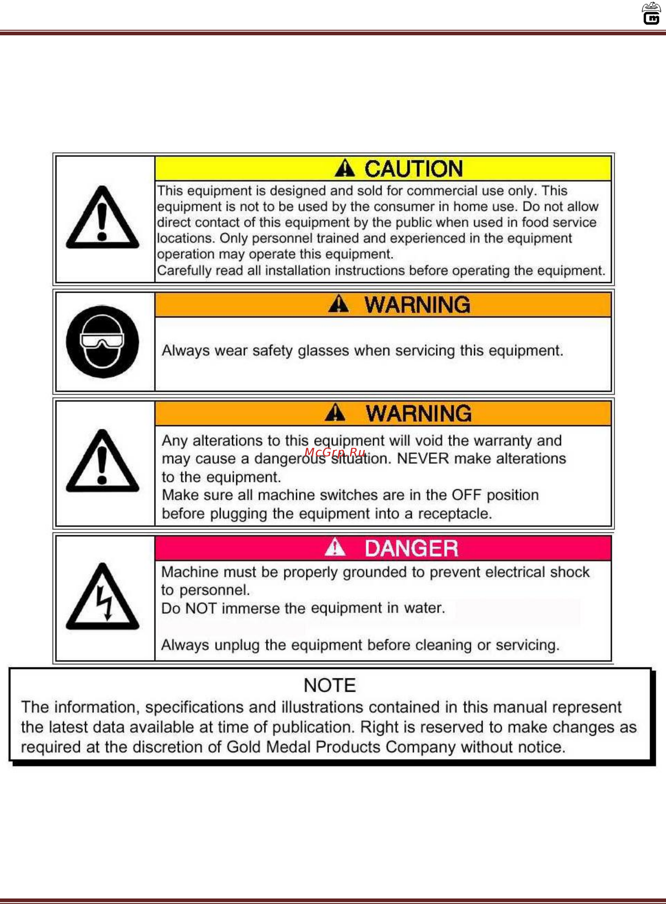 Gold Medal 5280MX [2/15] Safety precautions