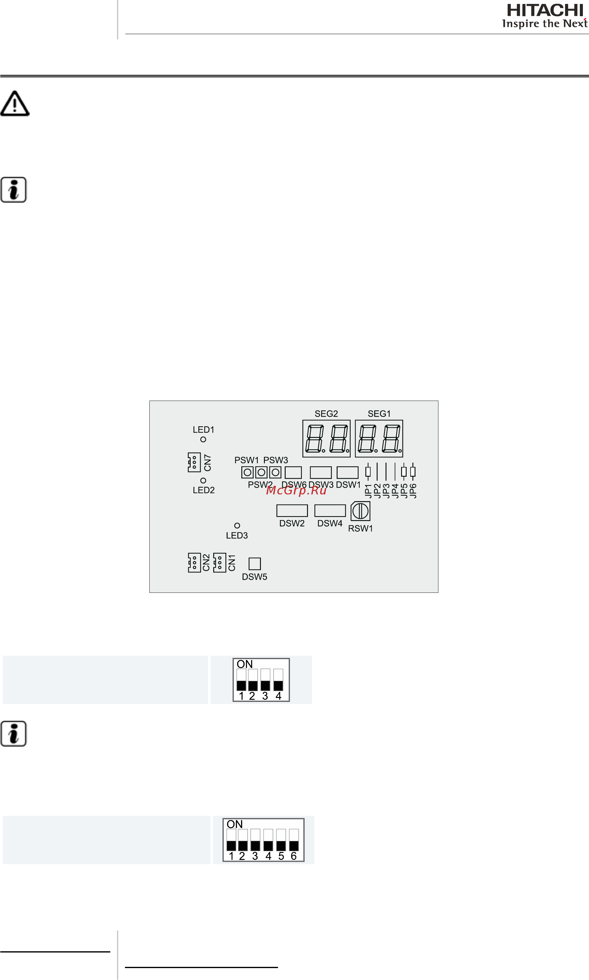 Hitachi RAS-4FSVN2E [130/148] Setting of dip switches and rsw switches