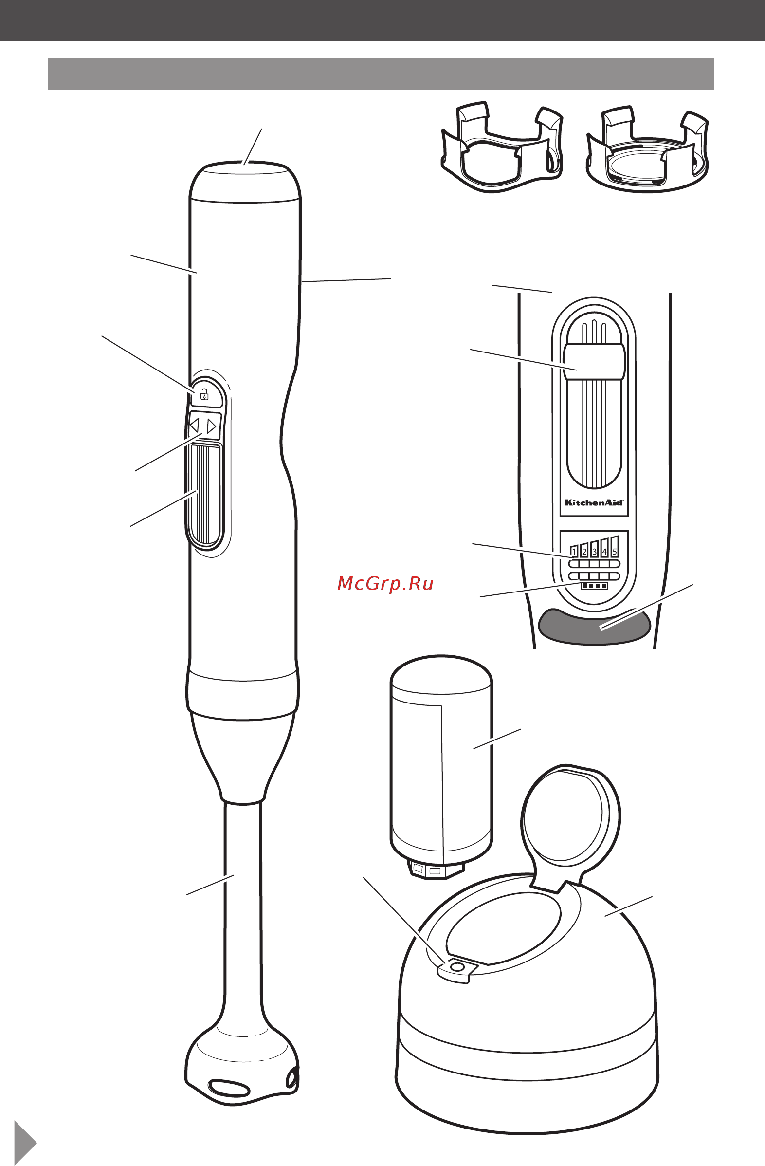 KitchenAid 5KHB3583 [5/13] Использование погружного блендера части блендера и их характеристики