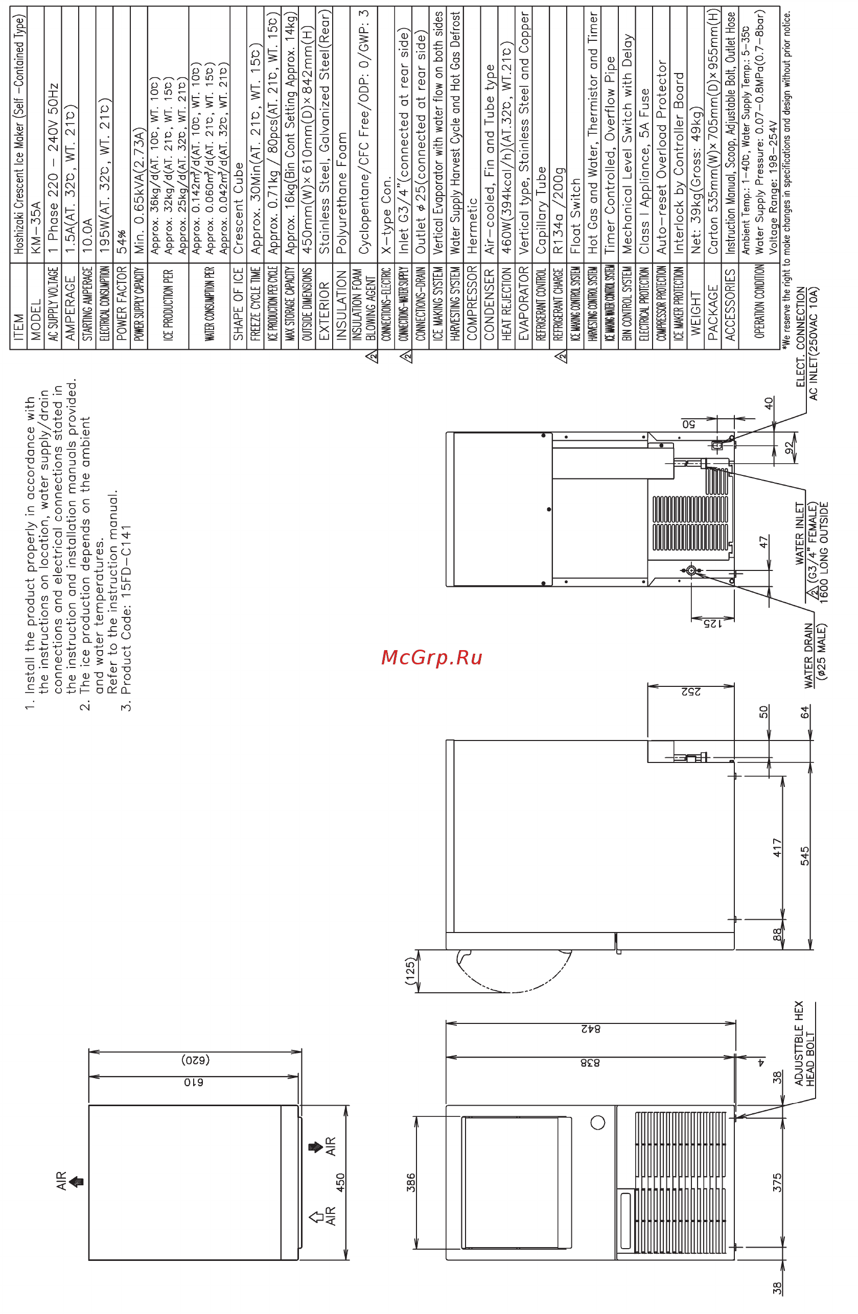Hoshizaki KM-35A Руководство по эксплуатации онлайн [5/65] 274124