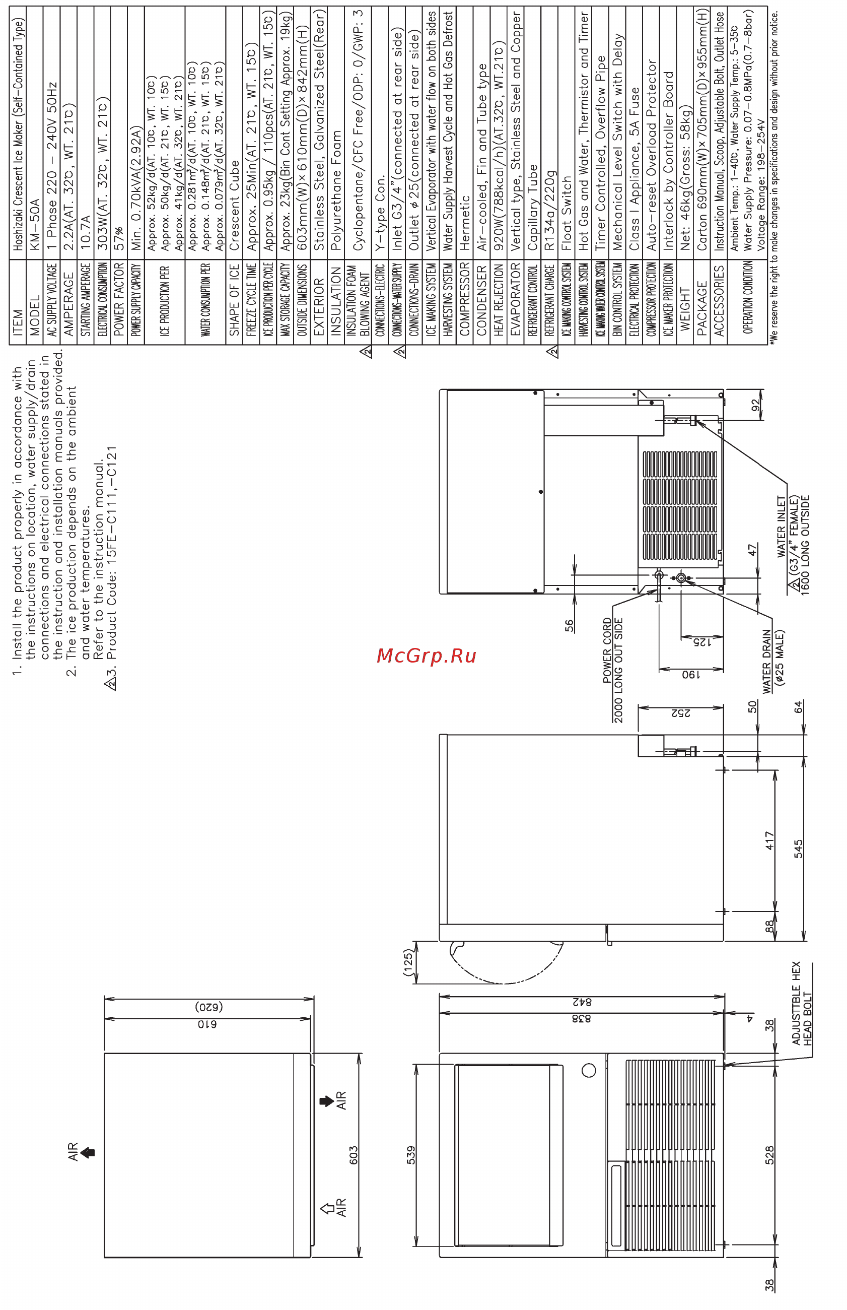 Hoshizaki KM-35A Руководство по эксплуатации онлайн [6/65] 274124
