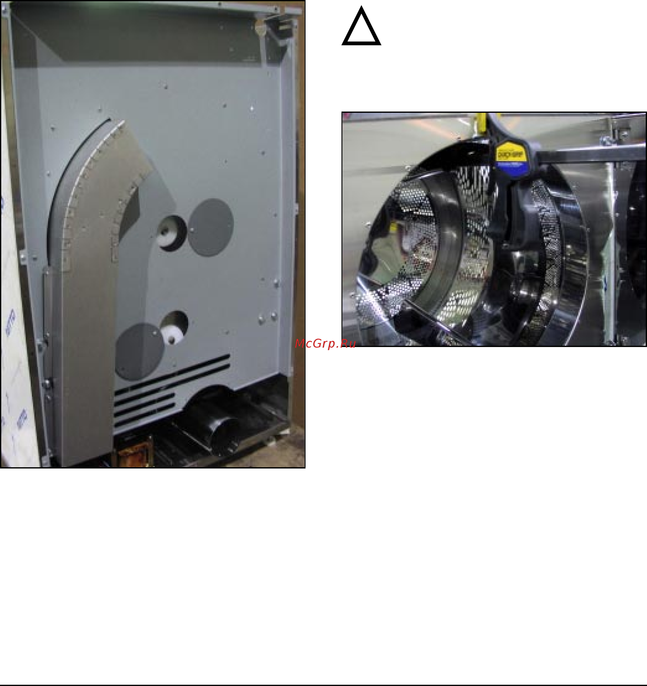 Girbau SLI-9 с реверсом [8/11] A woodworker furniture clamp can be used through the loading door to hold the tumbler in place refer to photo below this will allow the above procedure to be completed by one person