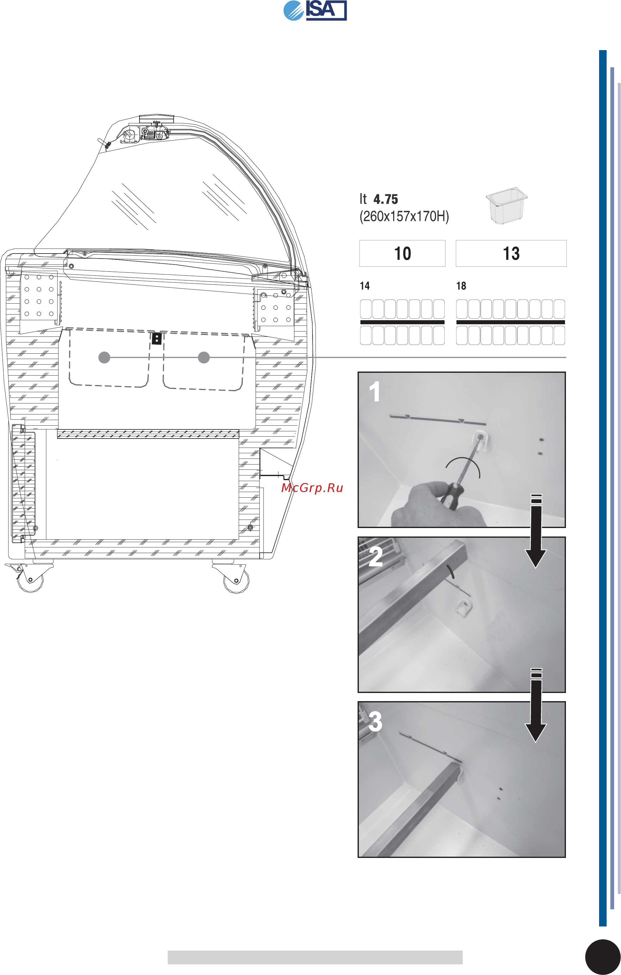 ISA Isabella 10 A LX [40/42] Attachment 9 installation bar support trays 4 5 liters