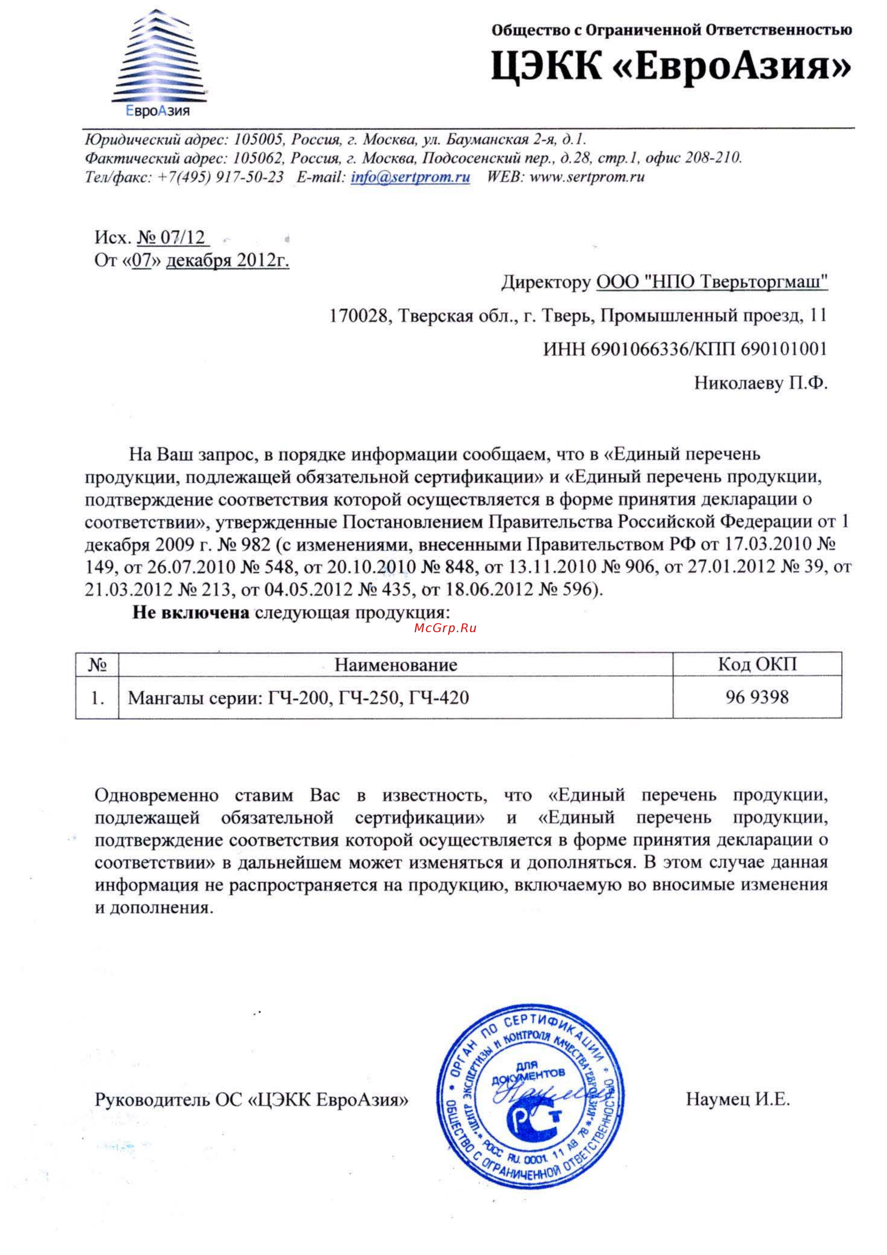 ТТМ ГЧ-200Л Сертификат онлайн