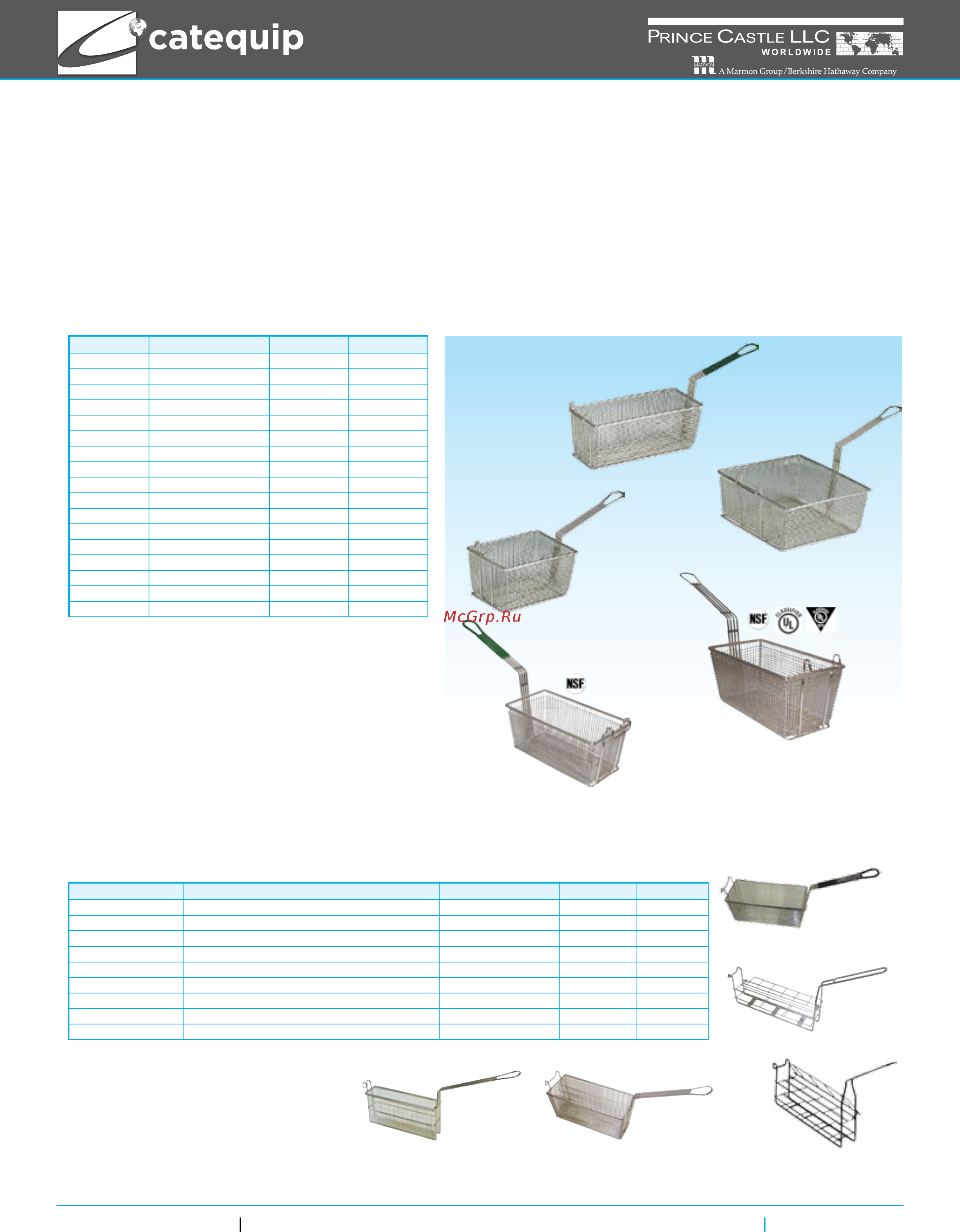 Prince Castle 297-T9FCE [7/18] Standard fry baskets available with wire w or plastic p handles front hook as standard