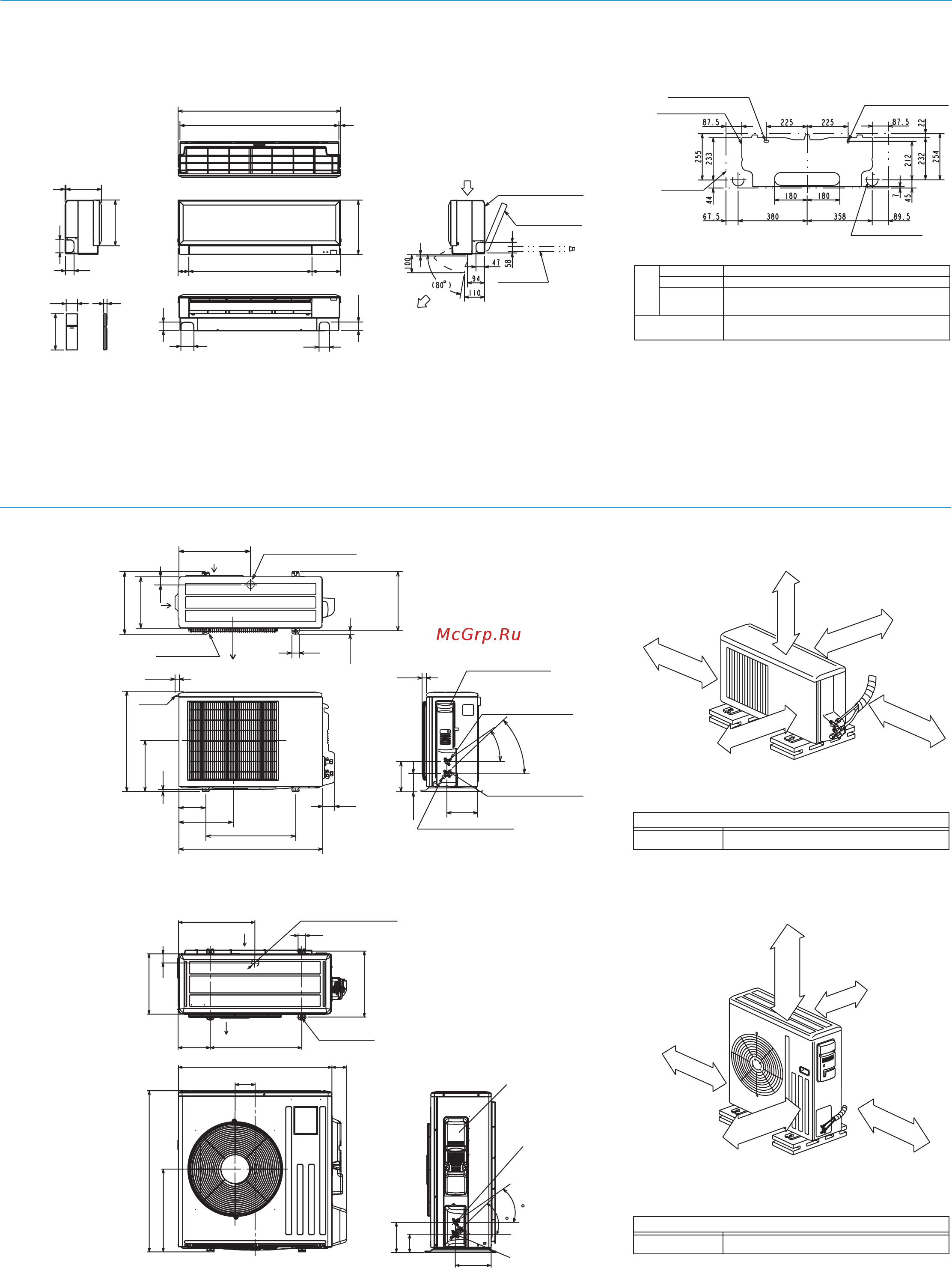 Mitsubishi Electric MSZ-EF50VEW / MUZ-EF50VE [4/4] Размеры внутренних блоков