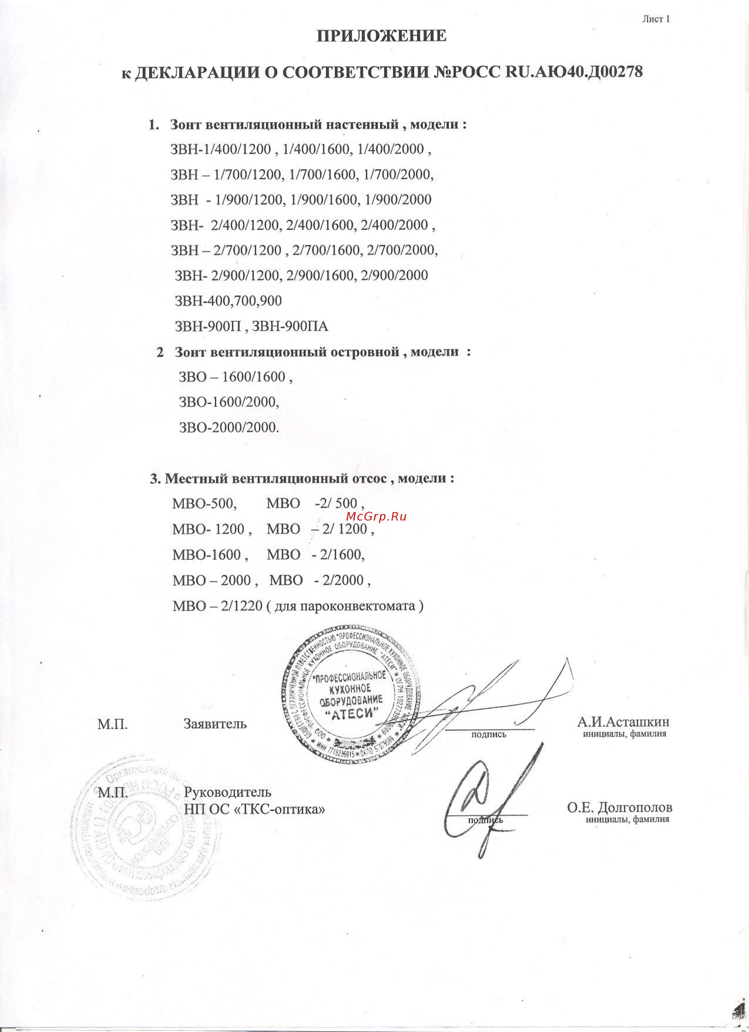 ATESY ЗВН-1/900/1200 [2/2] К декларации о соответствии росс ки аю40 д00278