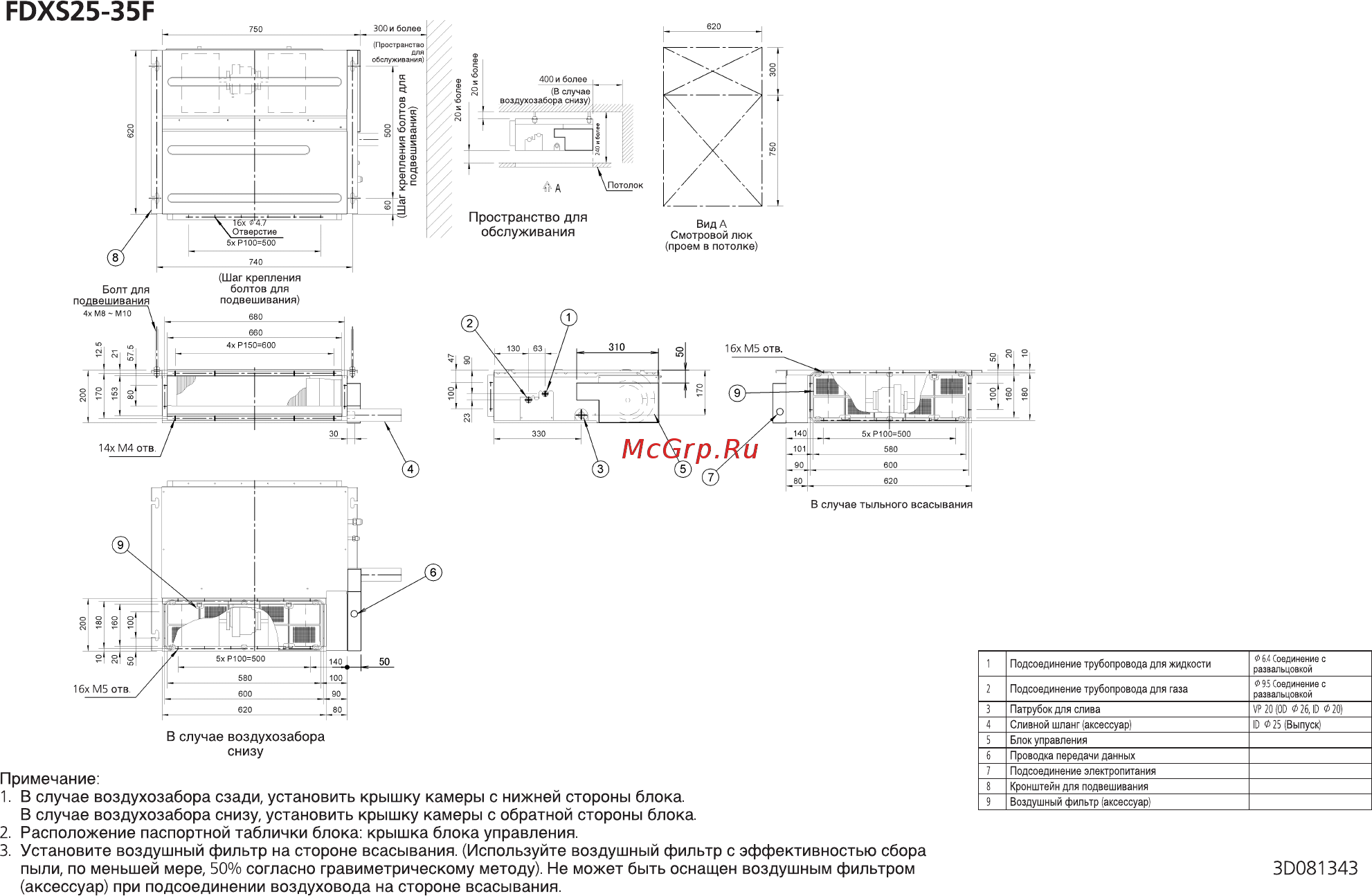 Daikin FDXS25F Схема онлайн