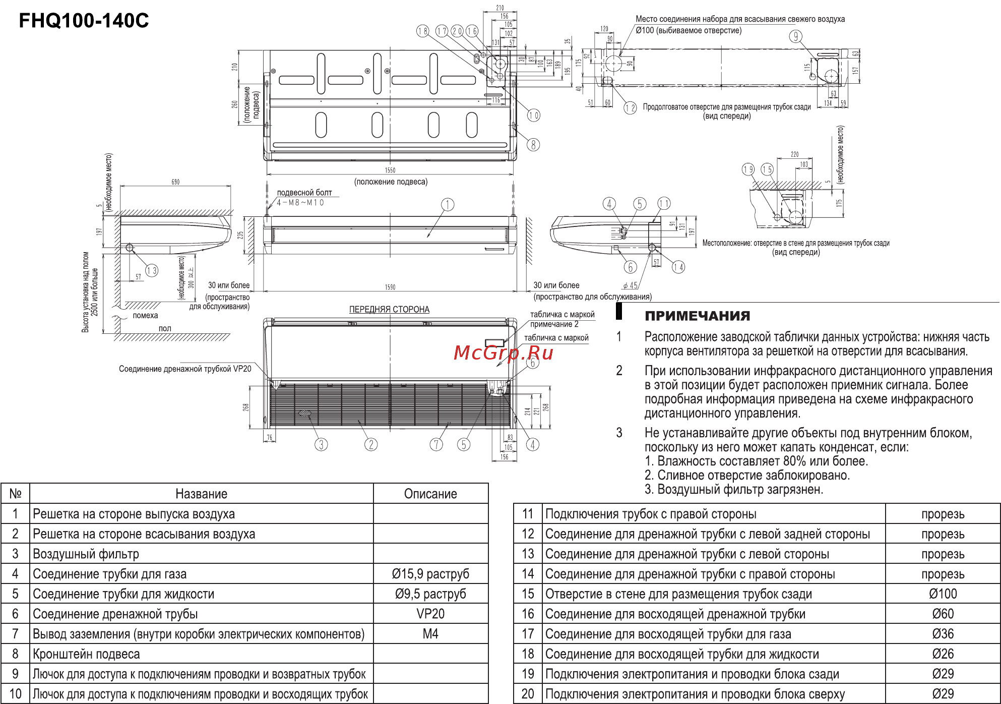 Daikin FHQ100C / RZQG100L8V1 Схема онлайн