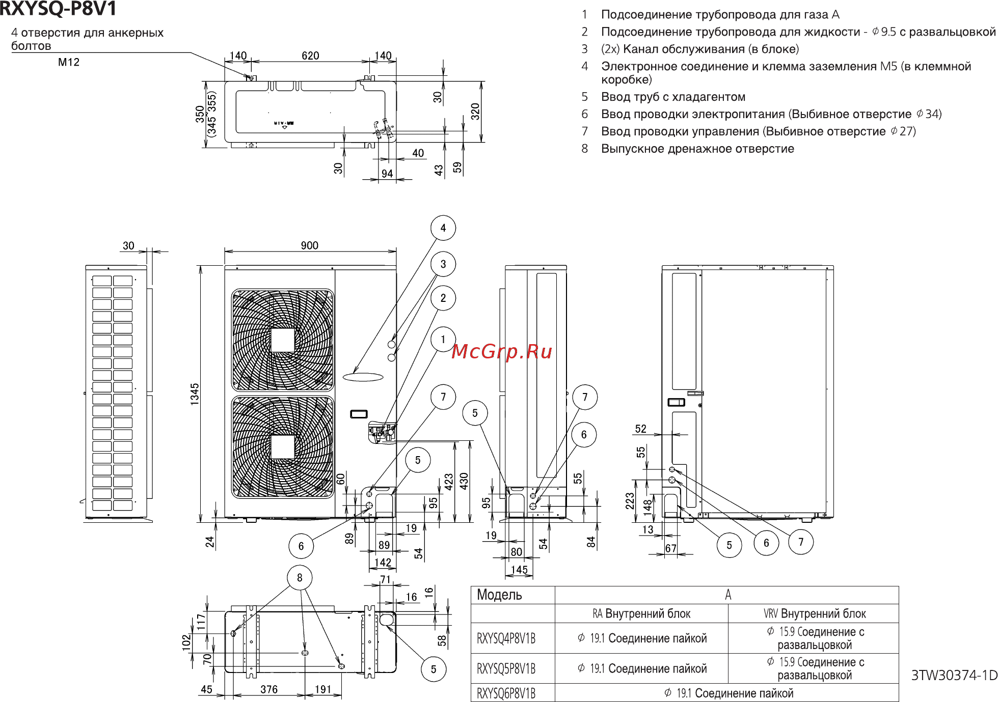 Daikin RXYSQ5P8V1 Схема онлайн