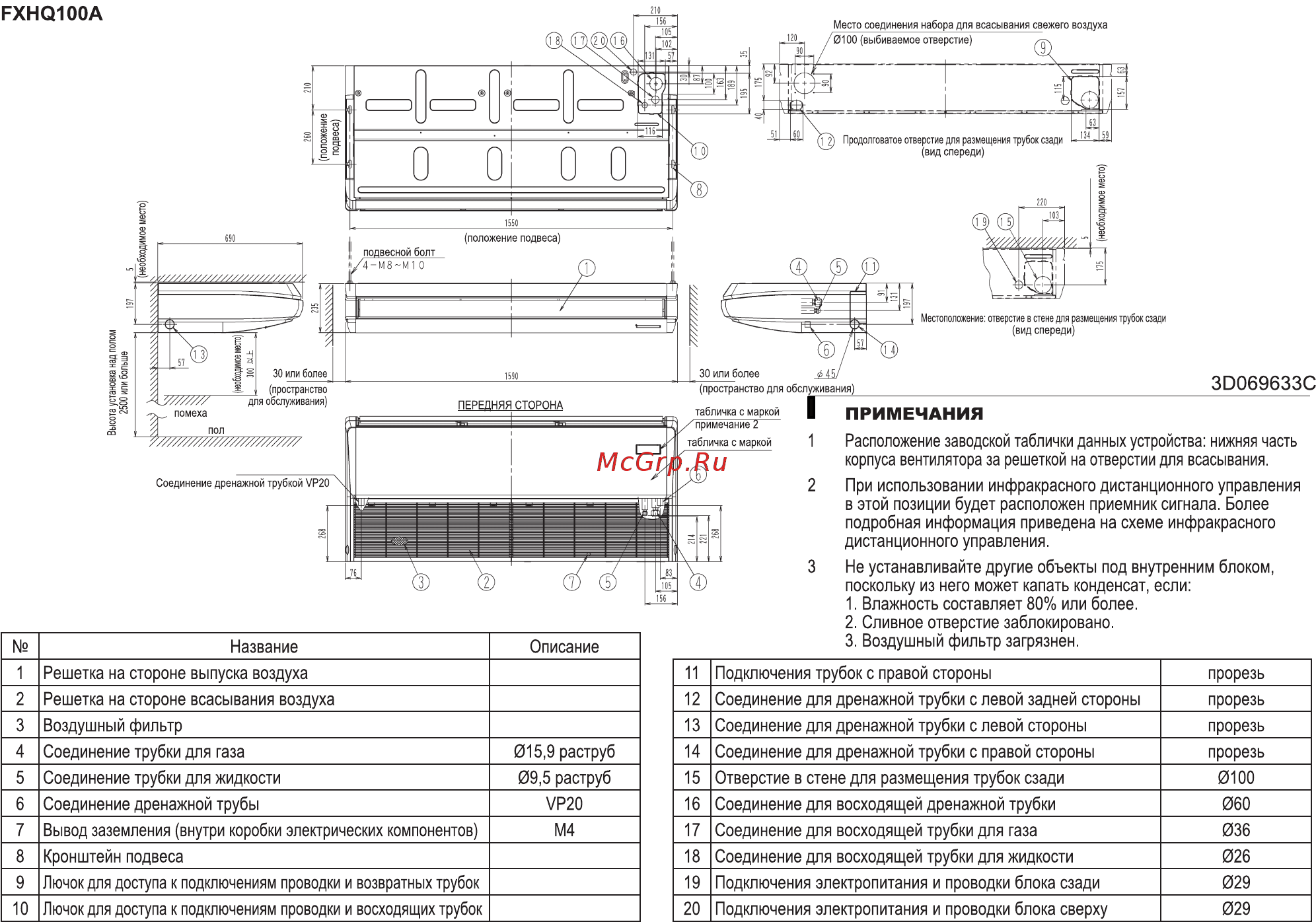 Daikin FXHQ100A Схема онлайн