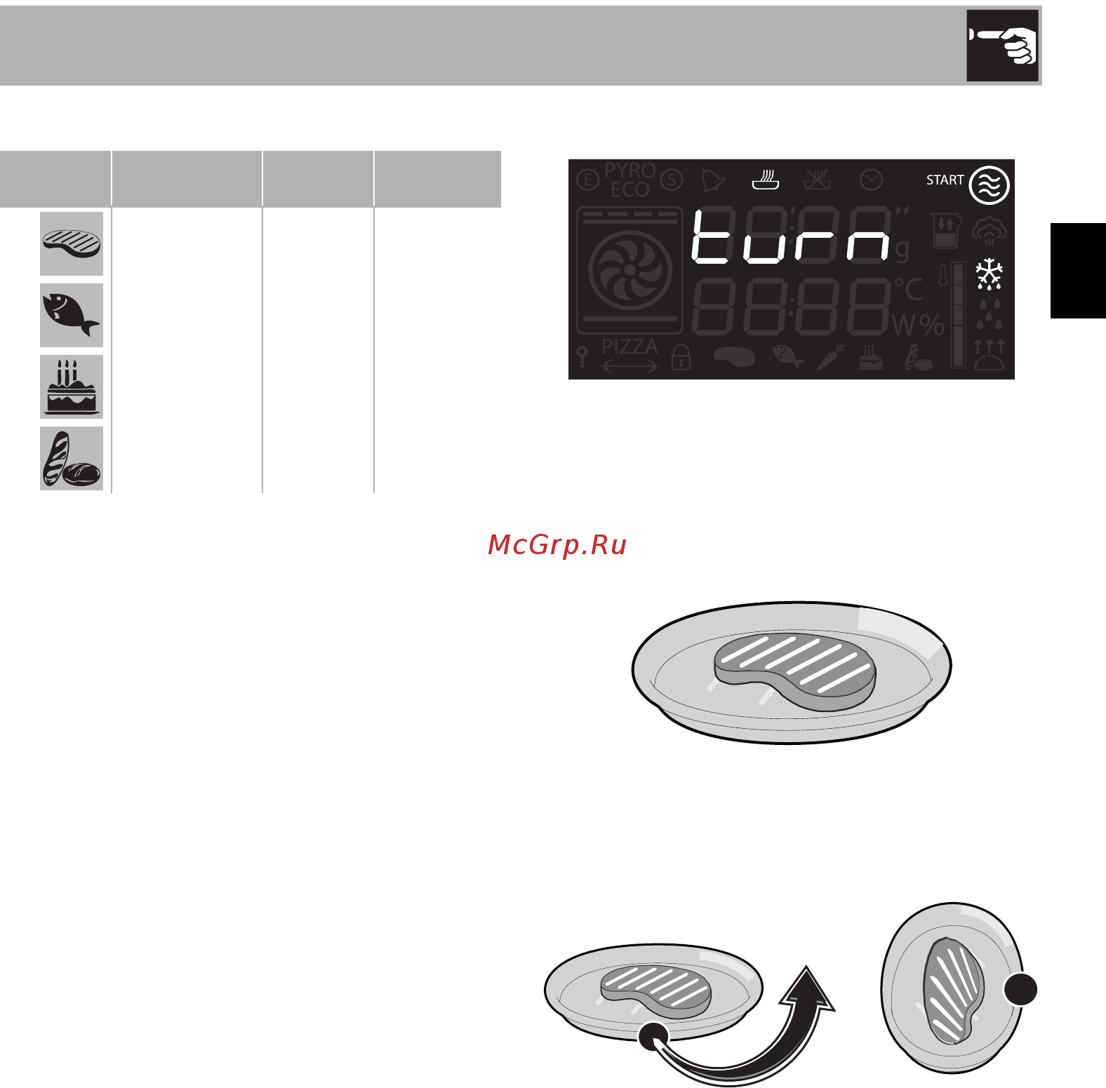 Smeg SF4120MCN [27/42] When the word turn is displayed it is necessary to turn the dish 3 open the door and turn the dish 90
