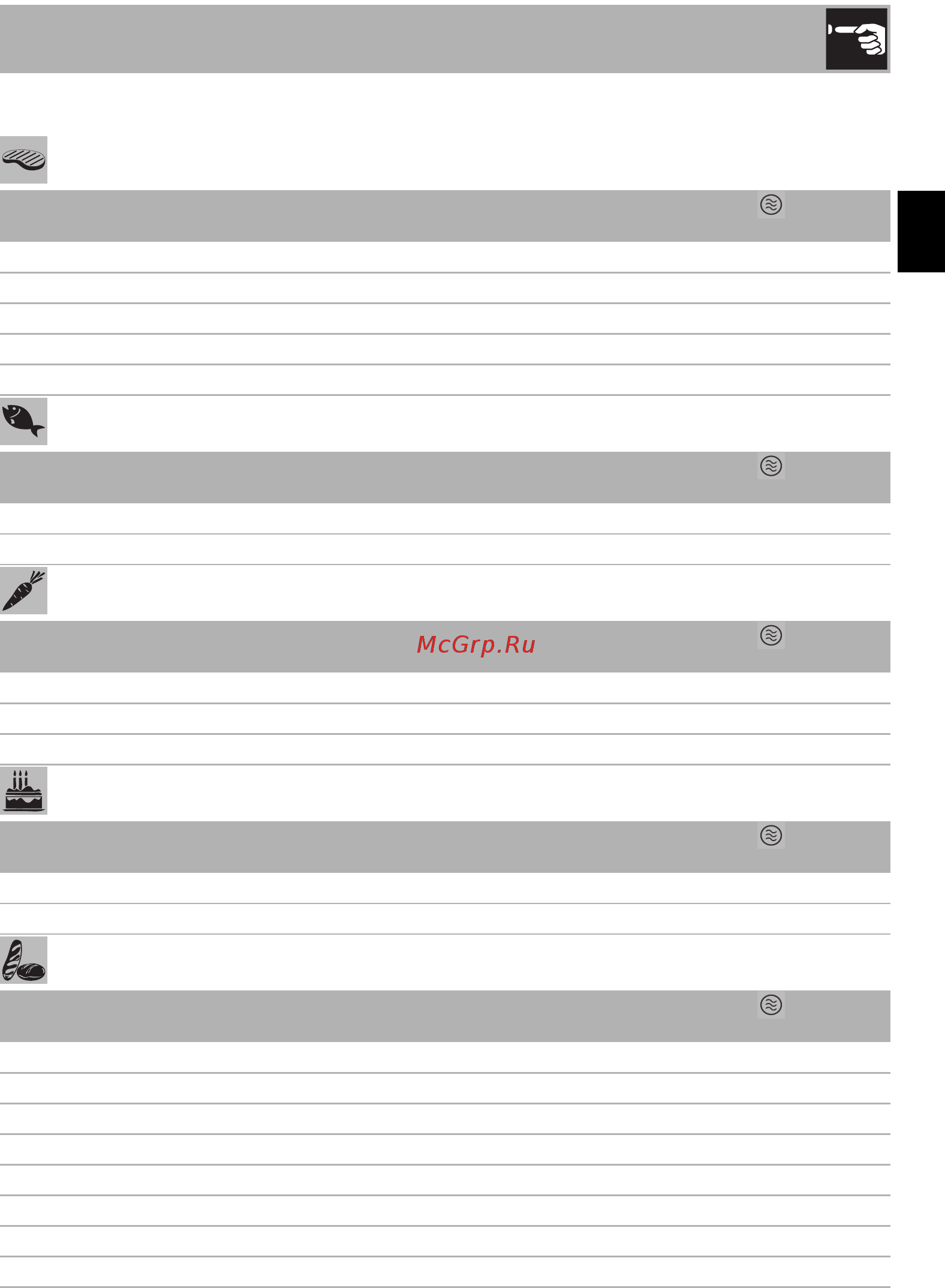 Smeg SF4120MCN [31/42] Automatic programs table