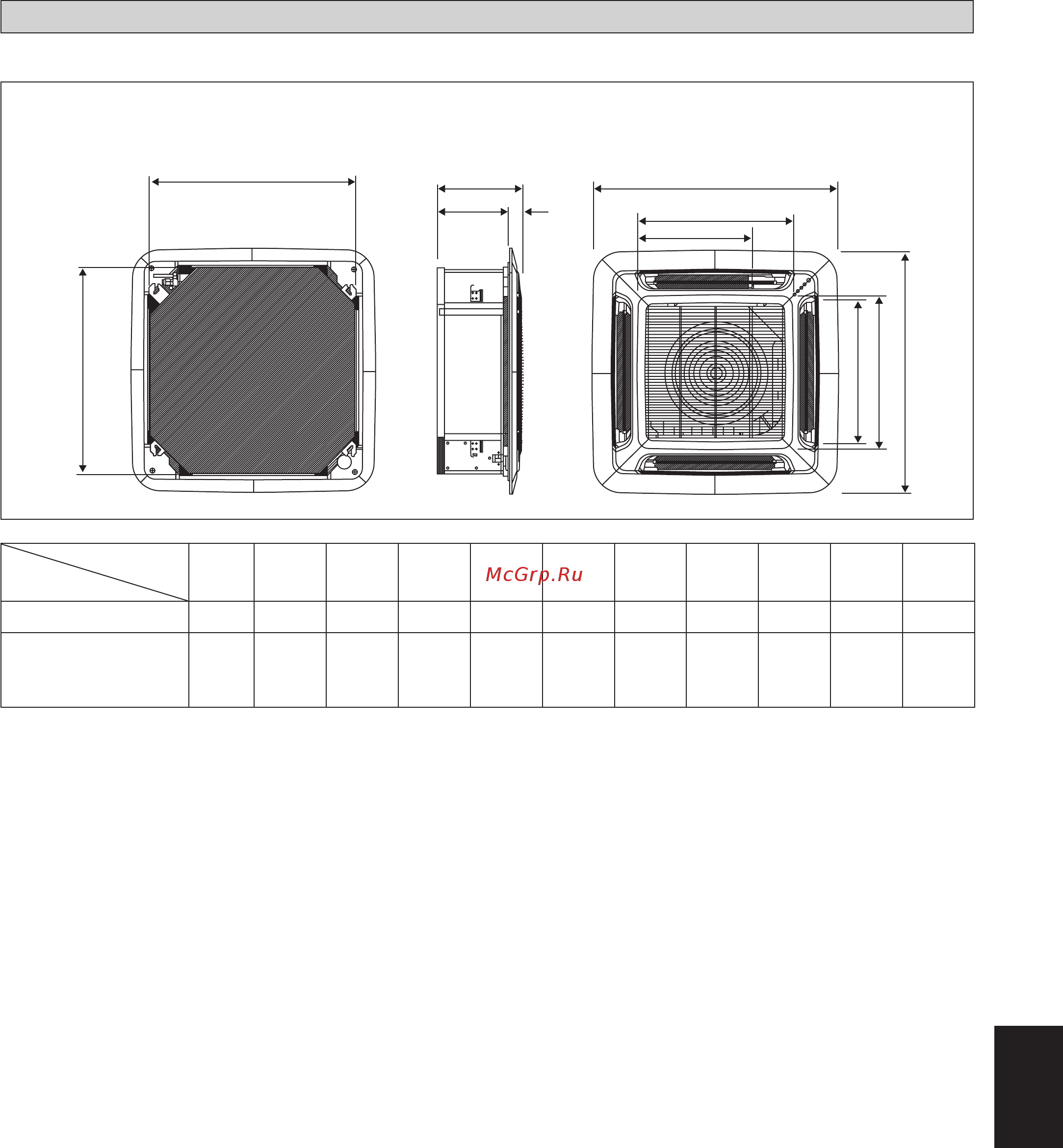 Daikin ACQ140D / AZQS140BY1 + декор. панель ADP125B [83/104] Esboço e dimensões