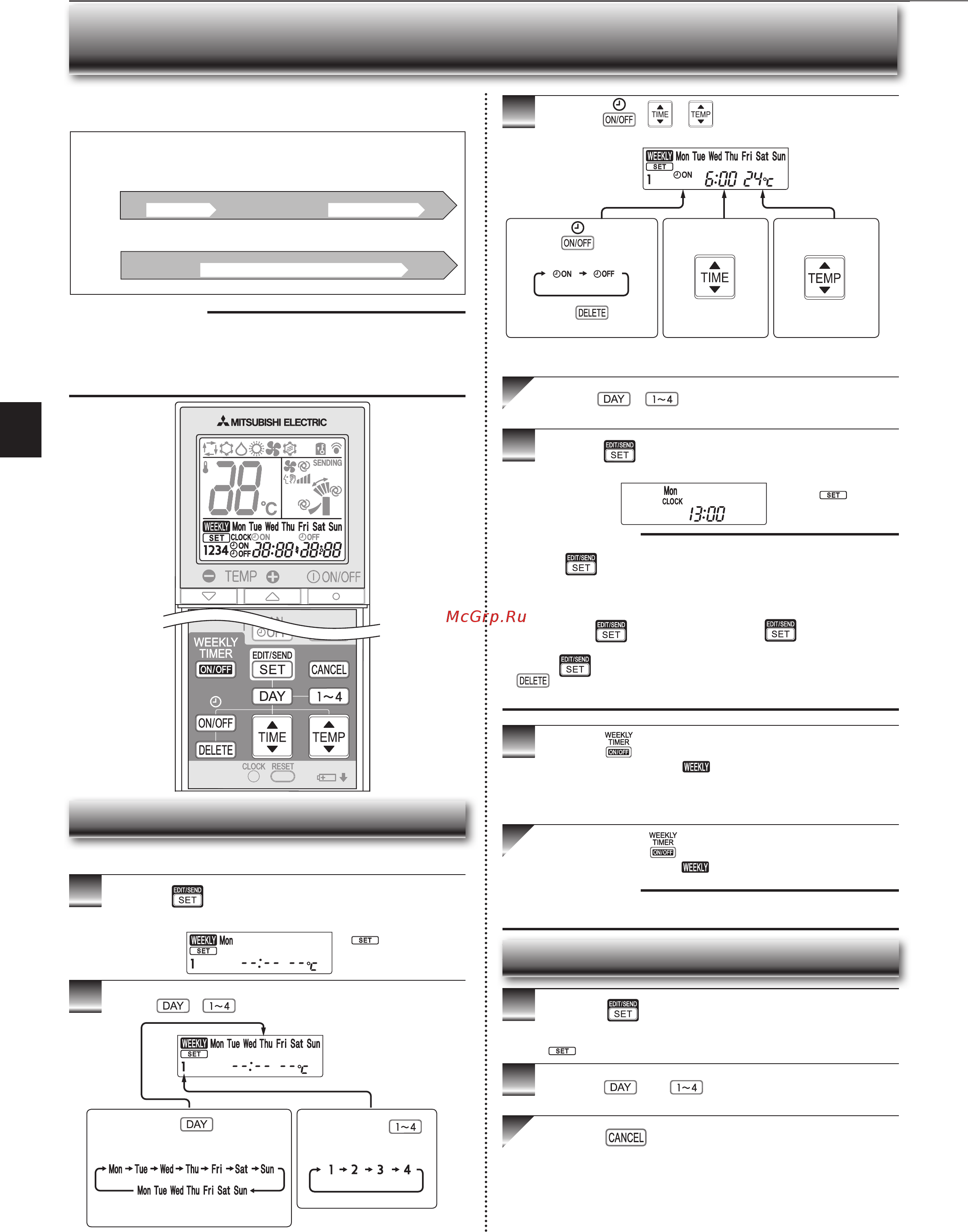 Mitsubishi Electric MFZ-KJ35VE [18/36] Спользование недельного таймера