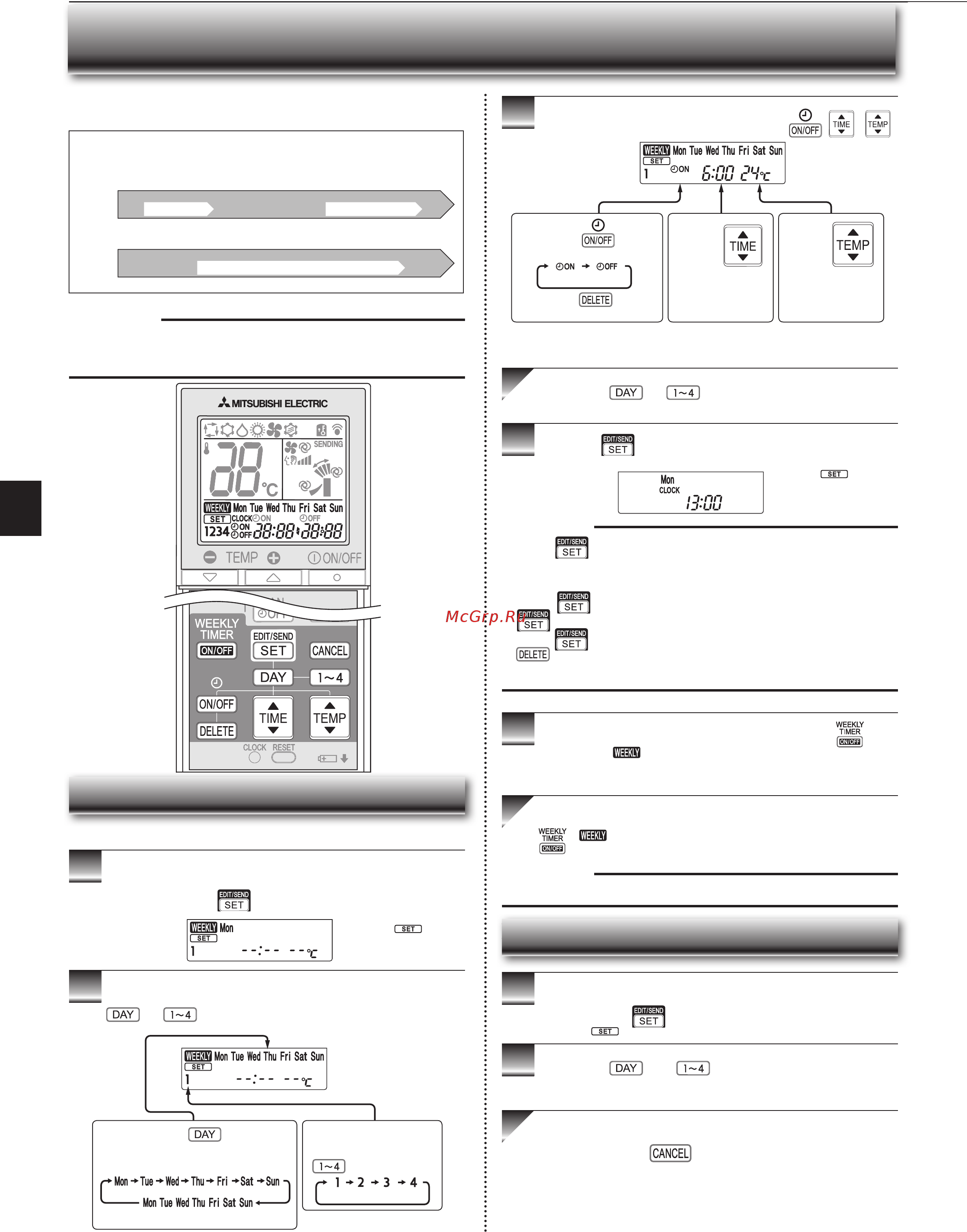 Mitsubishi Electric MFZ-KJ35VE [28/36] Обота тижневого таймера