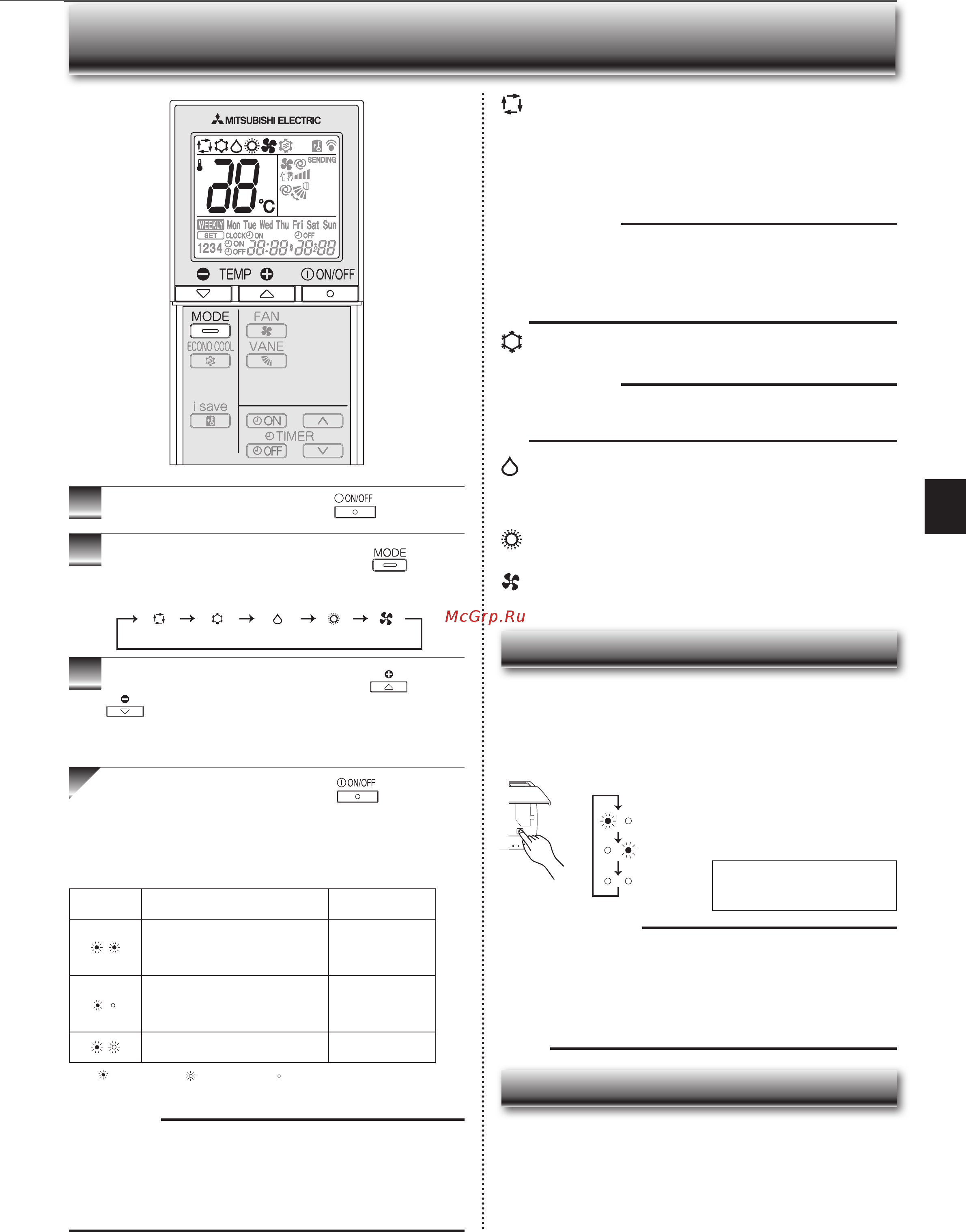 Mitsubishi Electric MSZ-SF50VE [25/32] Ибір режимів експлуатації