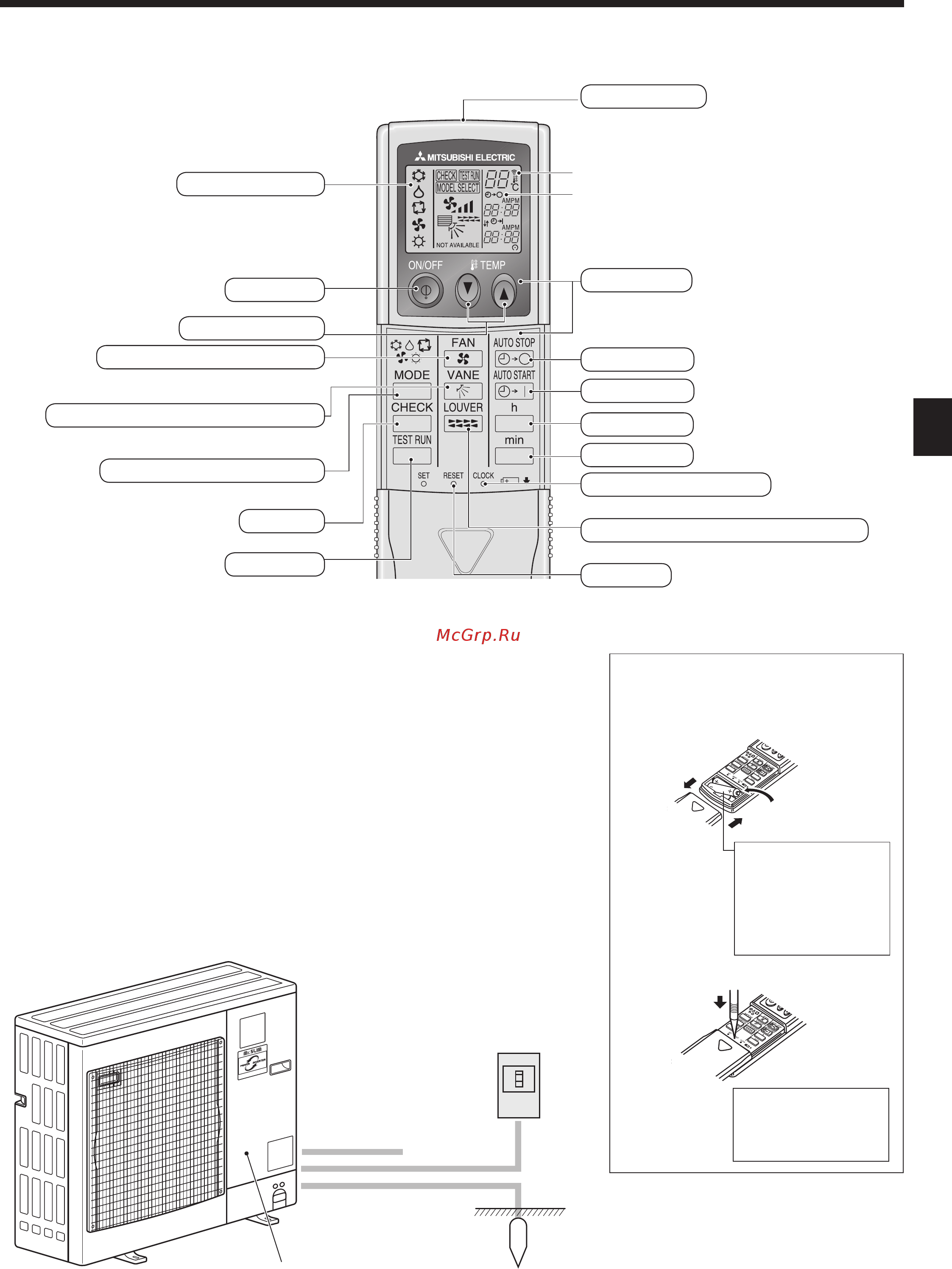 Mitsubishi Electric PLA-ZRP140BA / PUHZ-P140VHA [5/29] Parts names