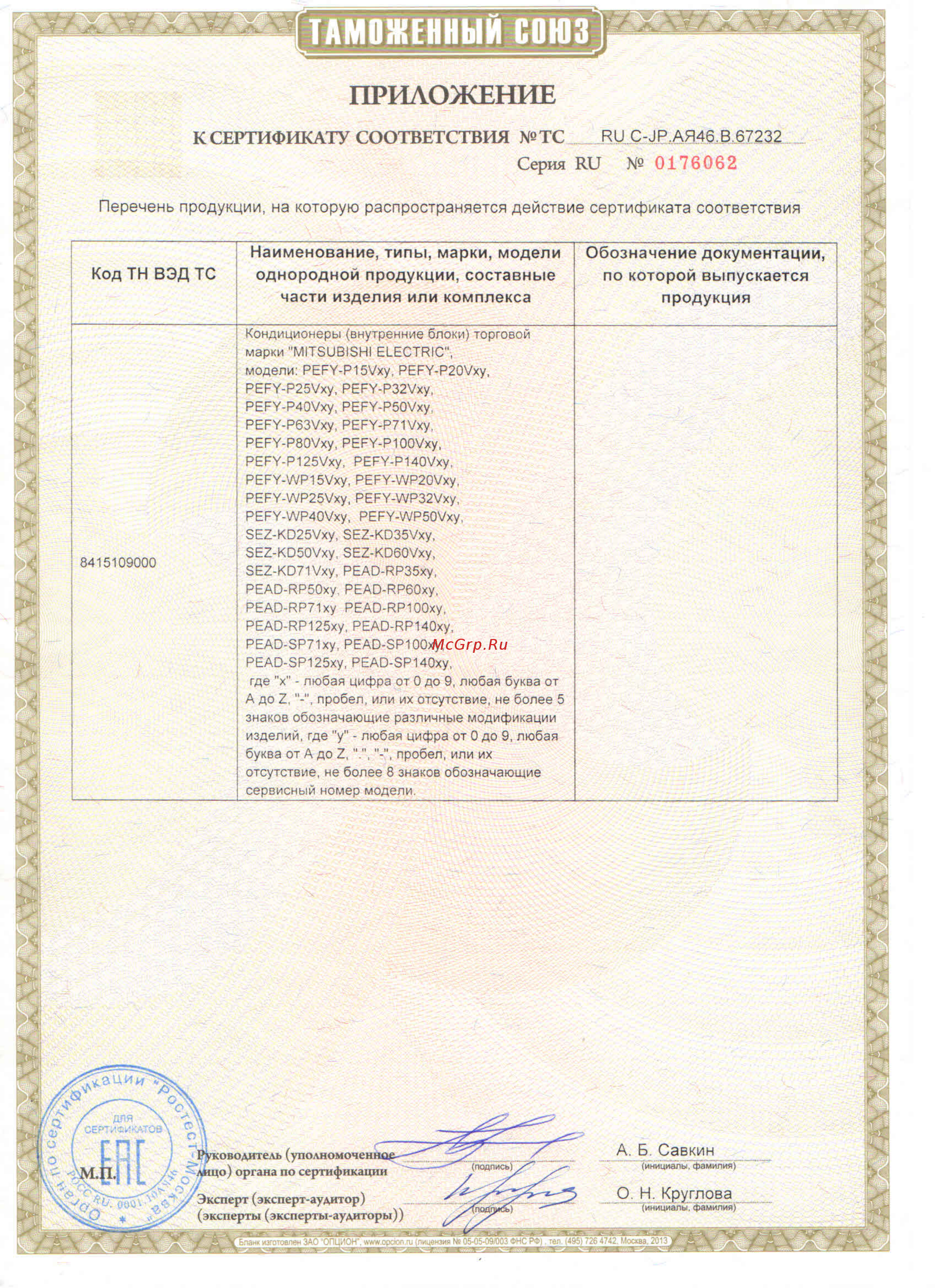 Mitsubishi Electric PEFY-P125VMA-E [2/3] Таможенный союз
