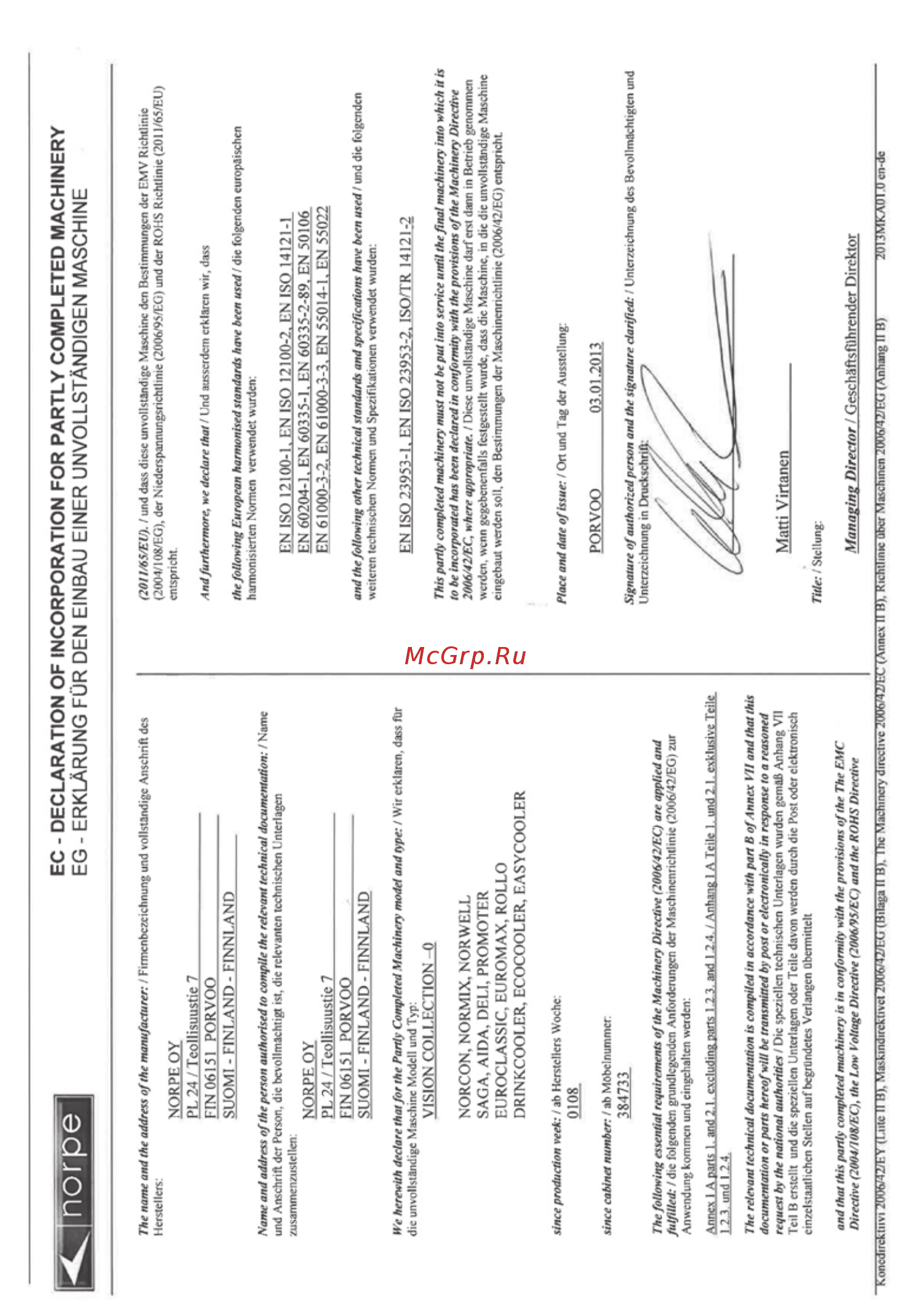 Norpe EUROMAX 195-M-ED-EC-HE BG0088 Инструкция по эксплуатации онлайн [103/106] 278438