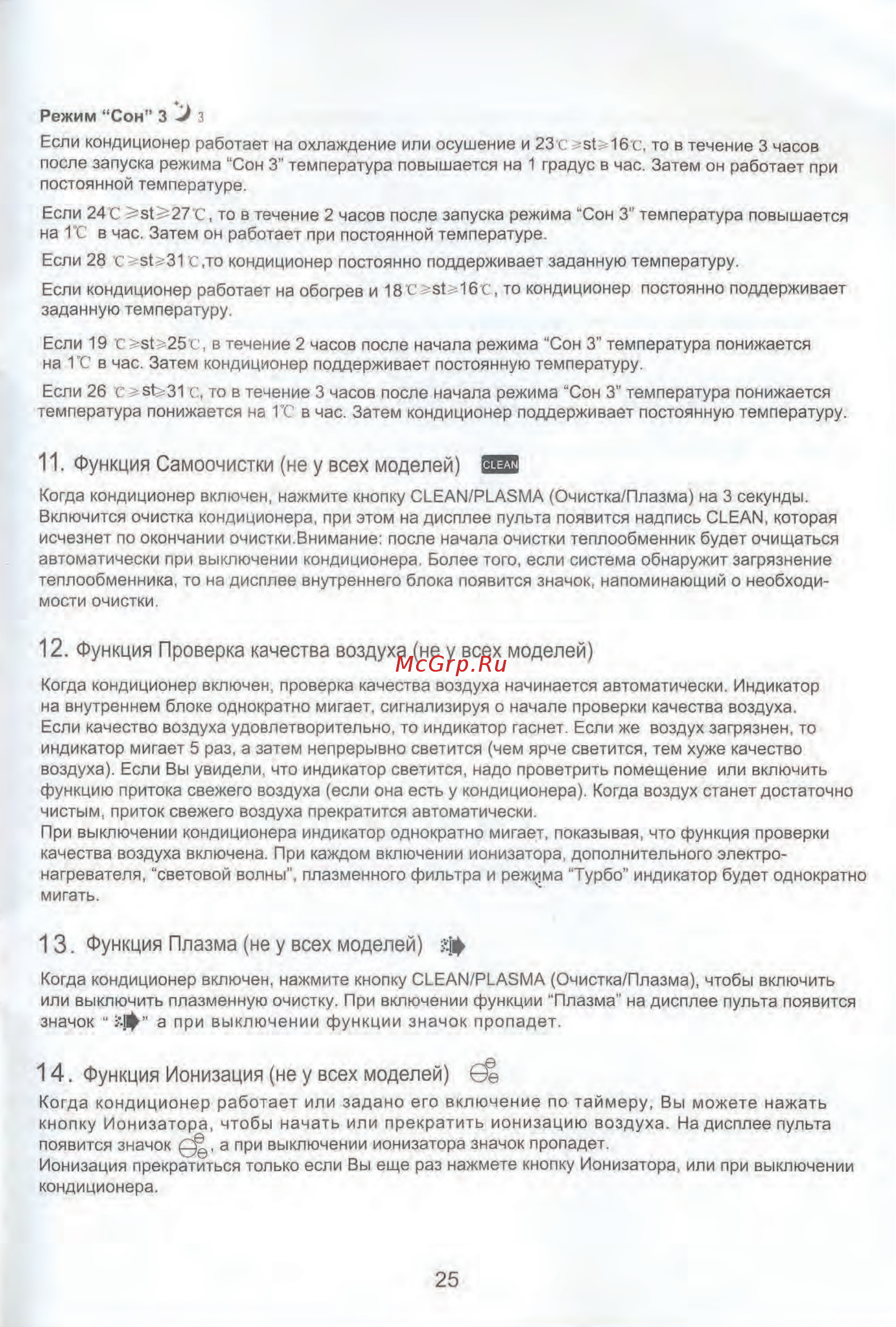 Aeronik ASI-12HM / ASO-12HM (фреон 410) [24/25] Функция ионизация не у всех моделей