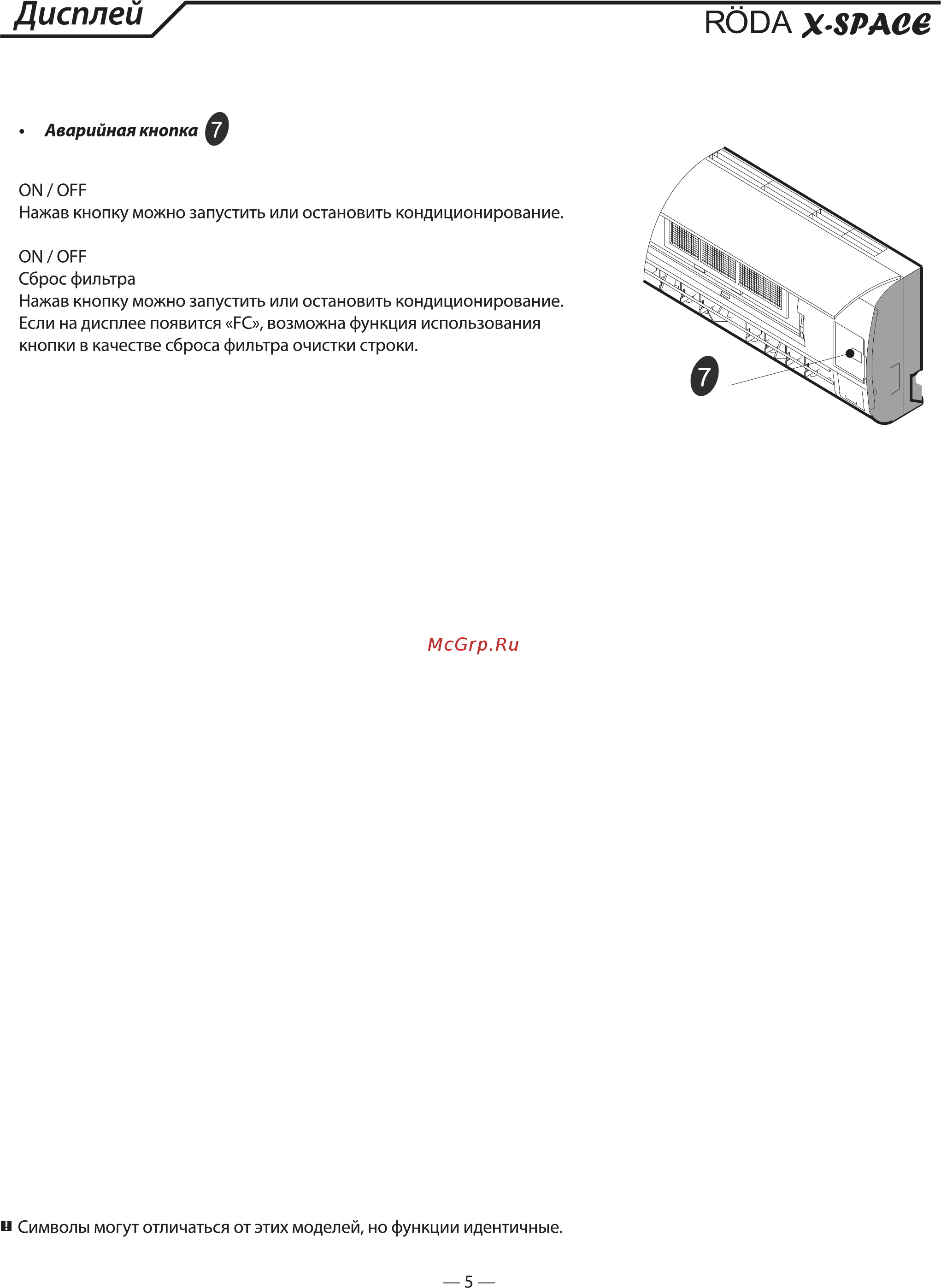 Roda RS-V09A/RU-V09A [7/25] Дисплей