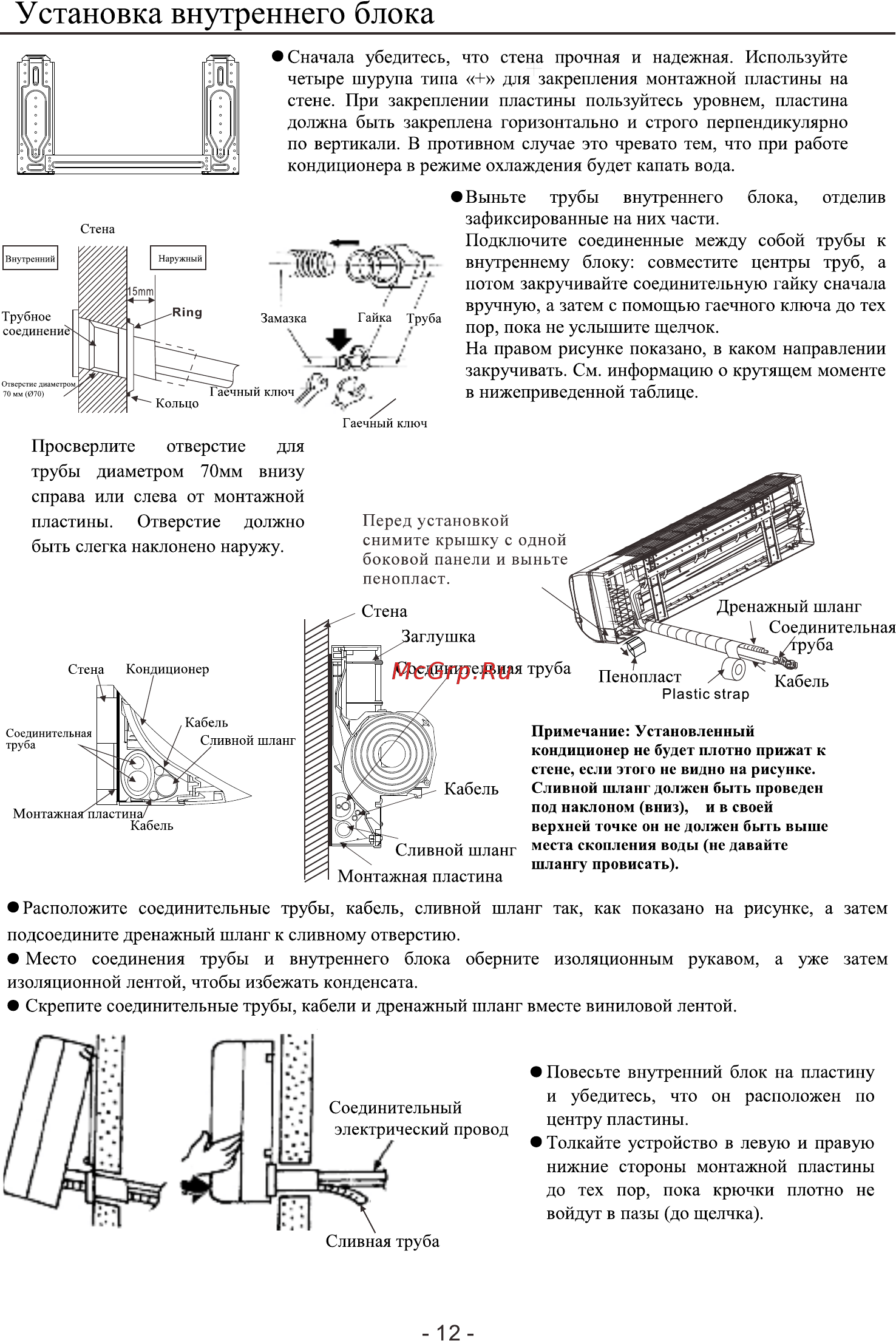 Roda RS-AL12A/RU-AL12A [14/20] Установка внутреннего блока