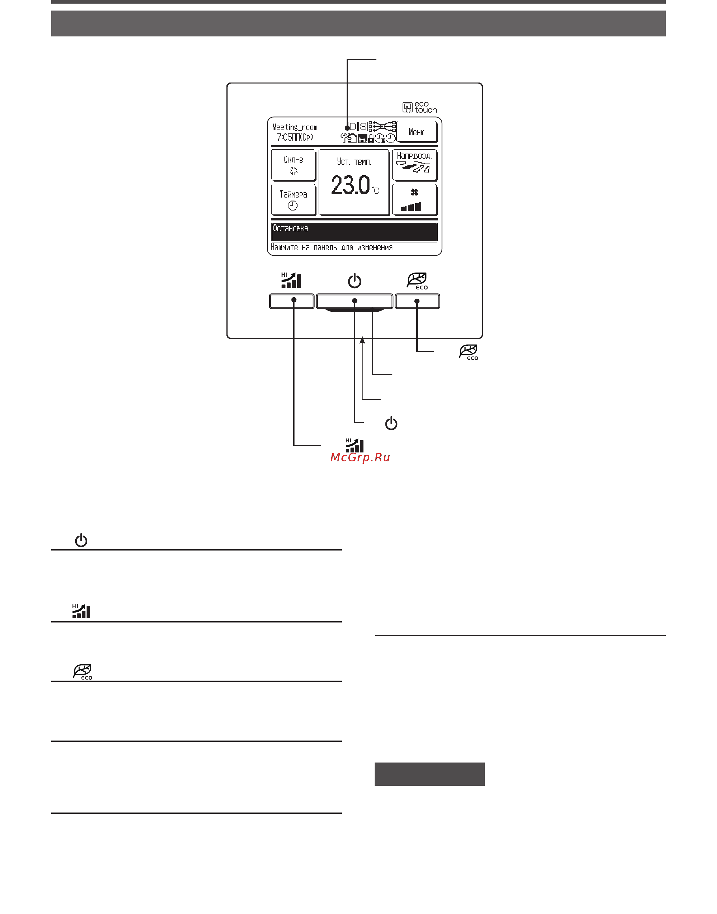 Mitsubishi Heavy Industries RC-EX1A [10/47] Функции и пункты меню пульта дистанционного управления