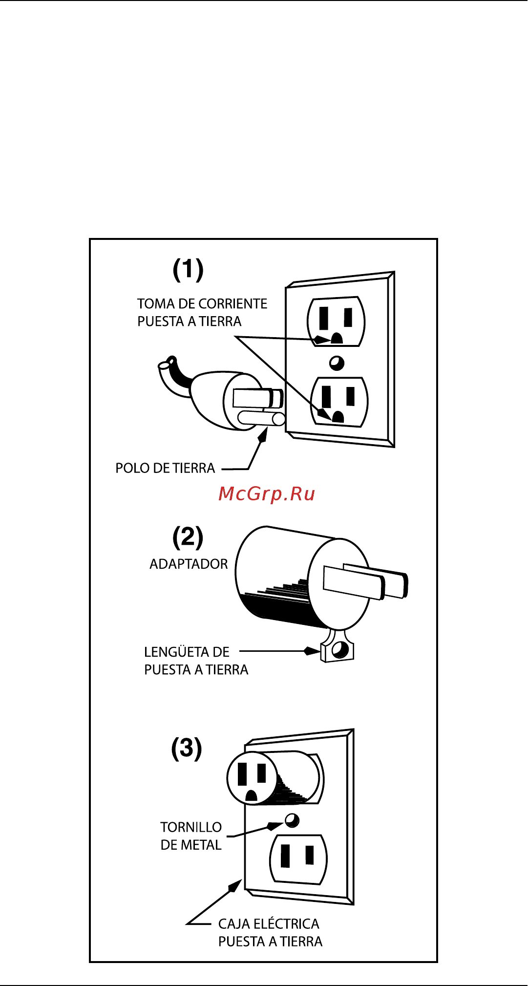 Waring WSB33XE [9/20] Instrucciones de puesta a tierra