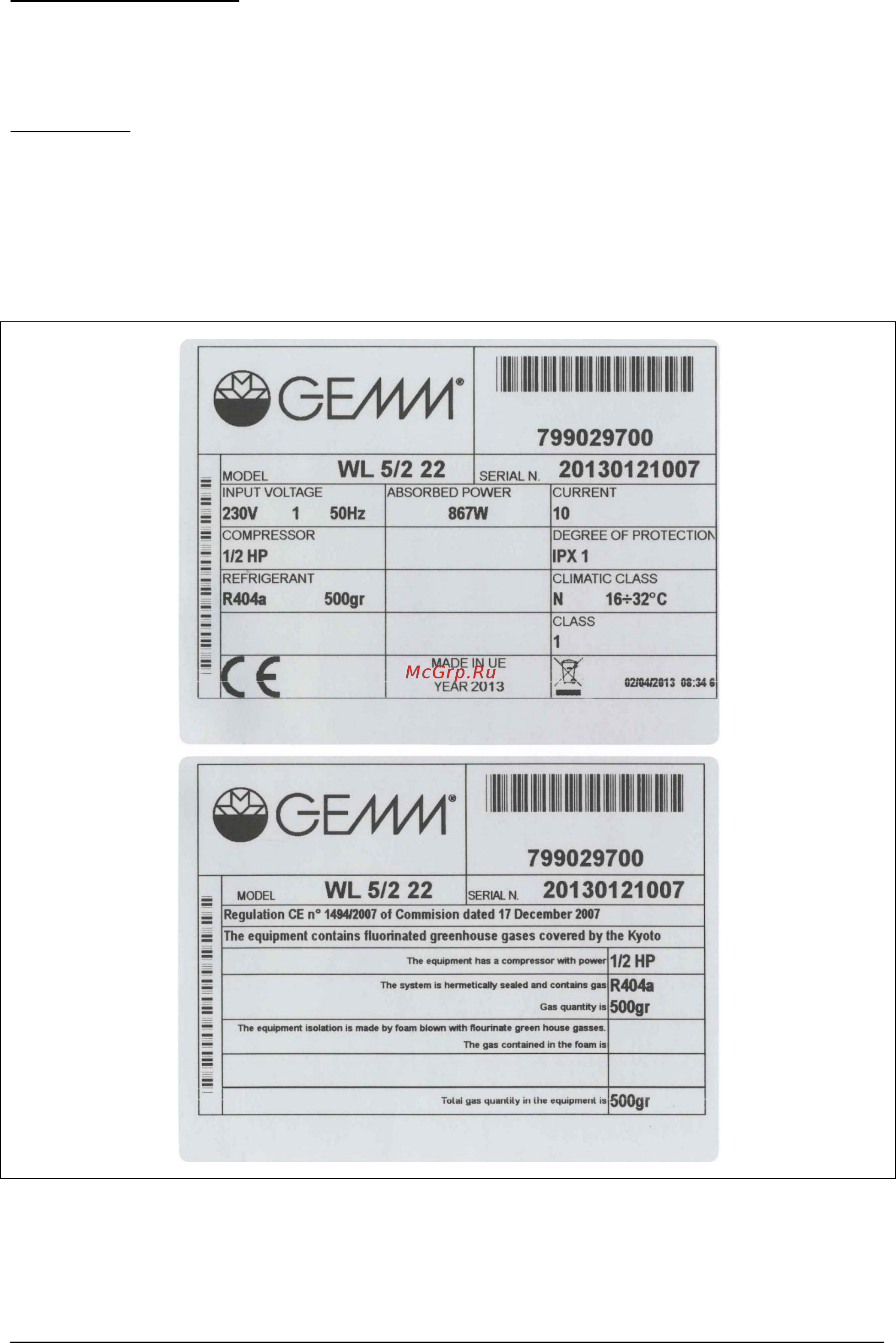 Gemm WL5/126P Инструкция по эксплуатации онлайн [34/122] 279079
