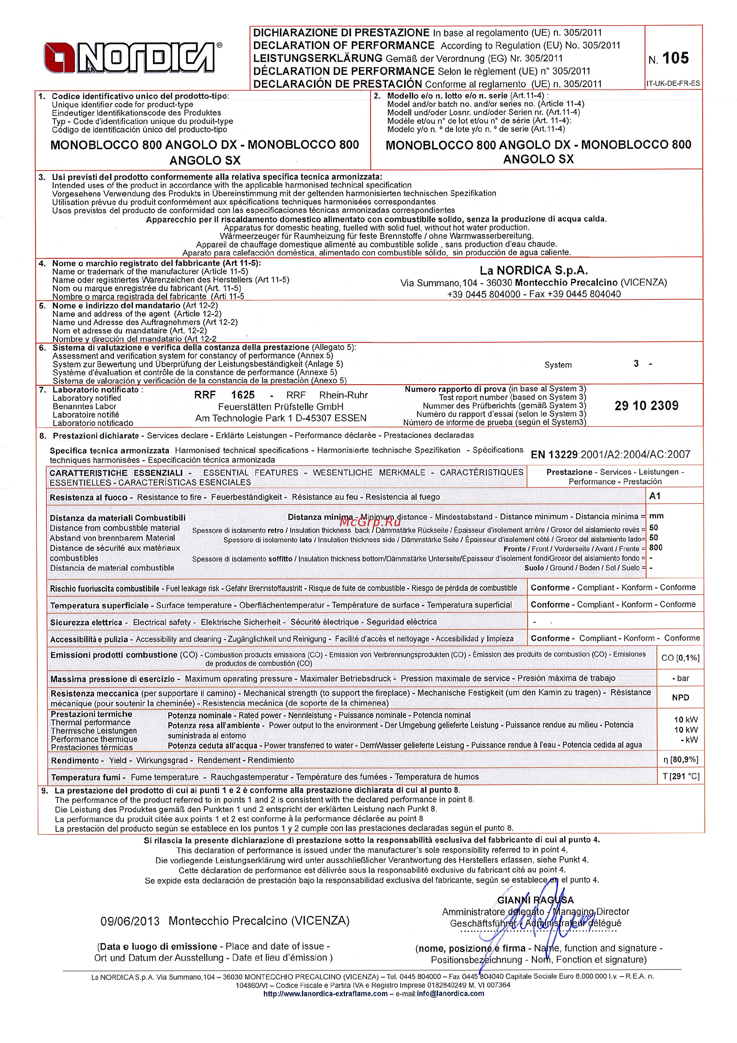 La Nordica Monoblocco 800 Angolo SX Инструкция по эксплуатации онлайн [72/76] 279573