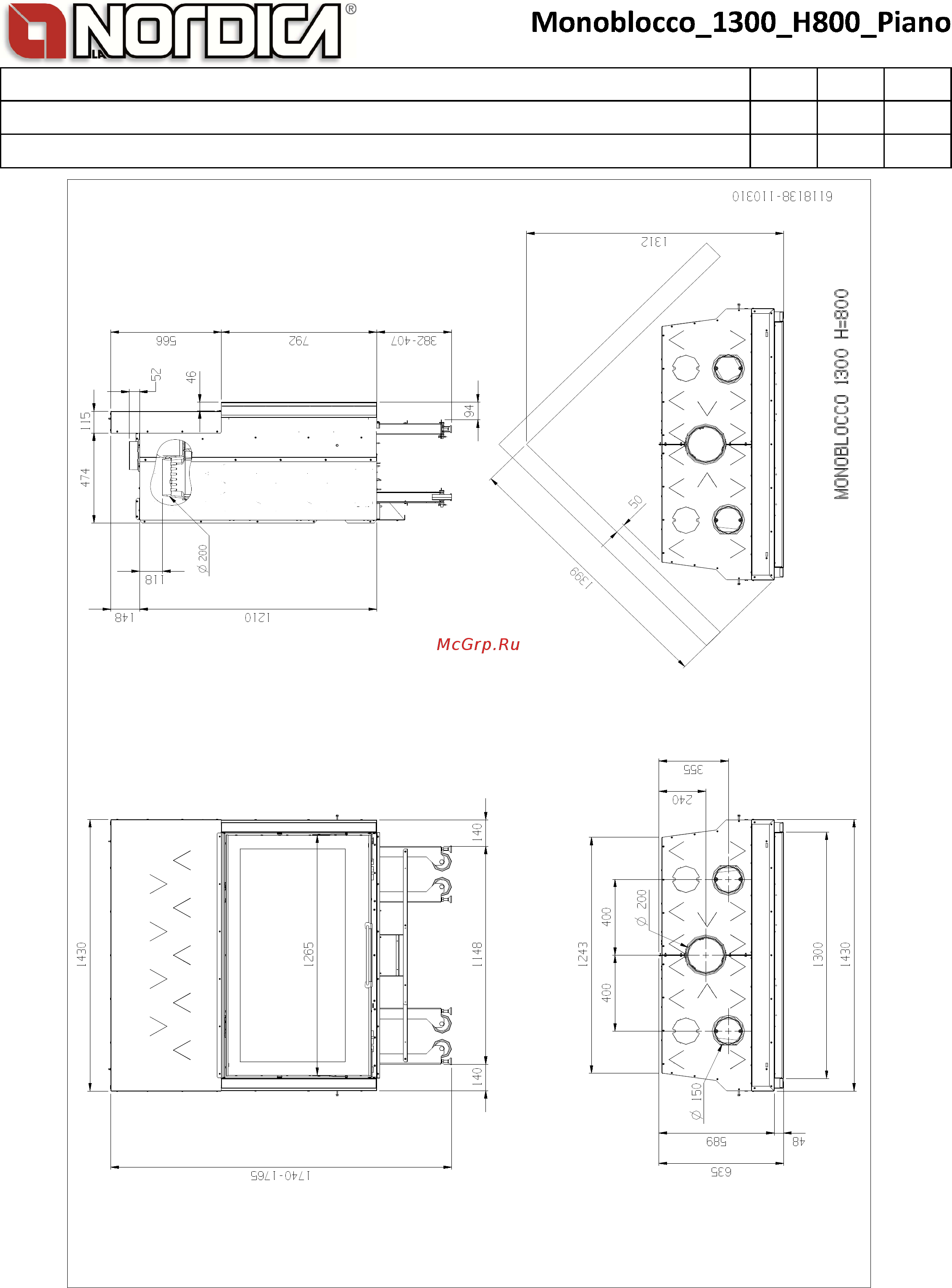 La Nordica Monoblocco 1300 H800 Piano Технический паспорт онлайн [2/2] 279579