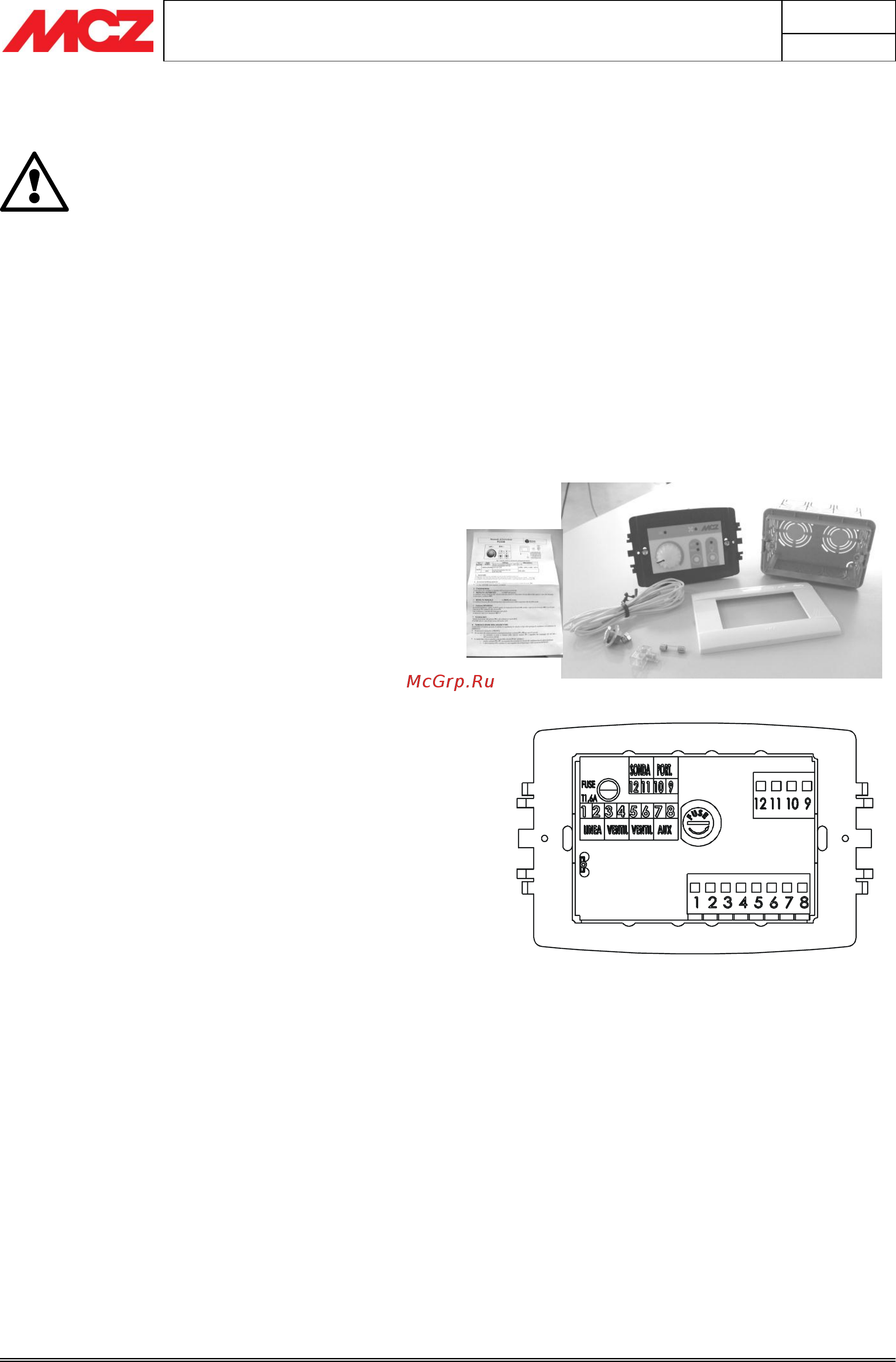 MCZ Forma B95 [32/46] Control unit